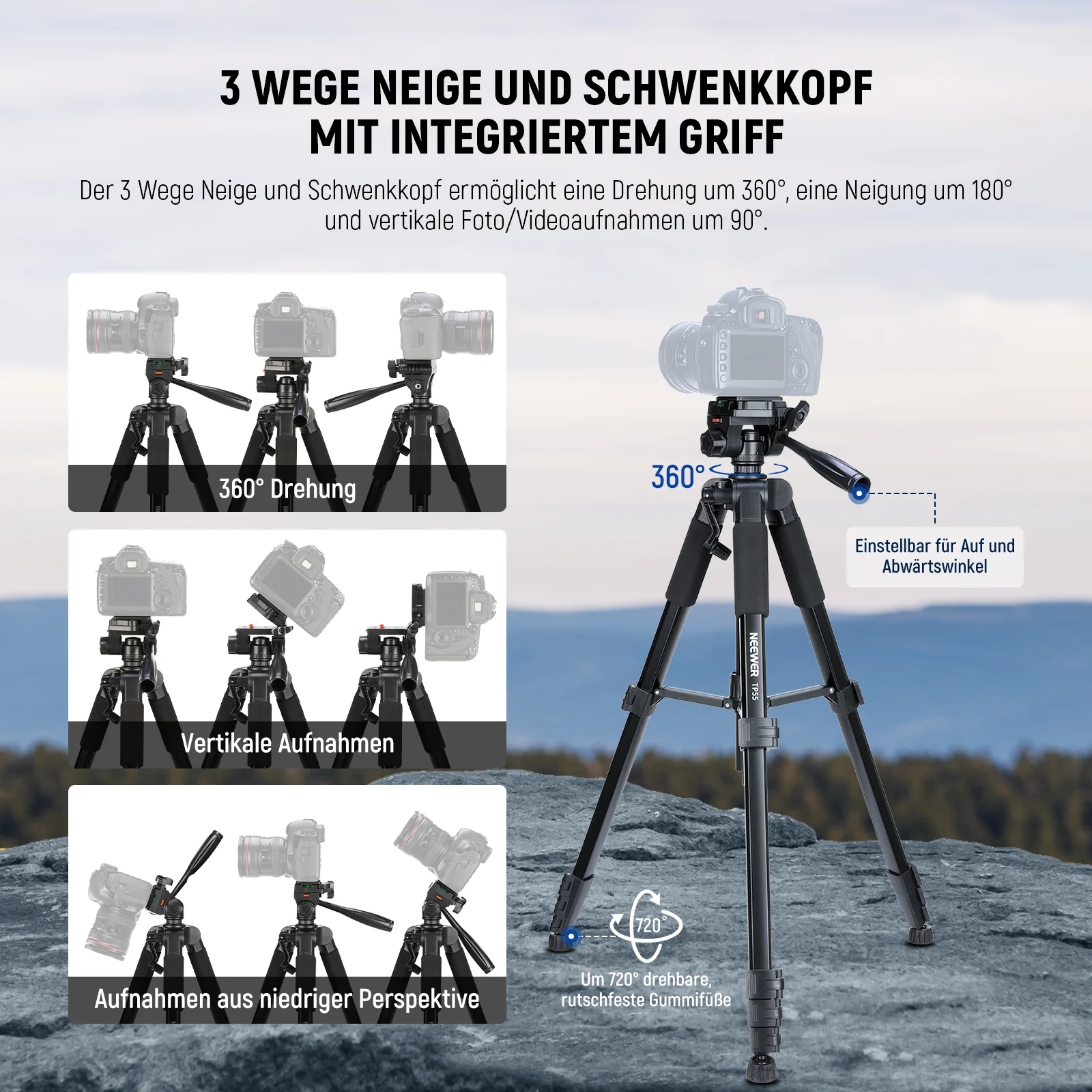 NEEWER BASICS TP55 71" 180cm Kamera Stativ - Image 3