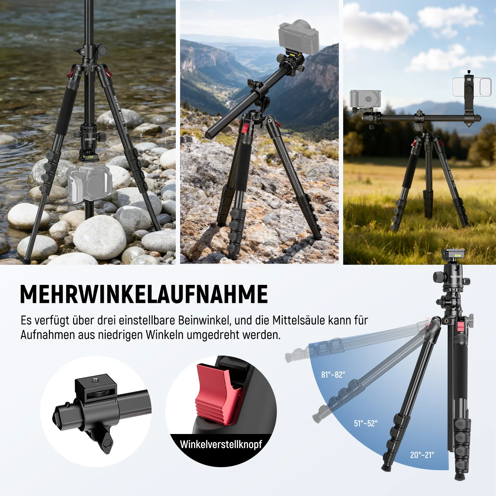 NEEWER BASICS TP66 64.5"/164cm Horizontales Overhead-Stativ - Image 12