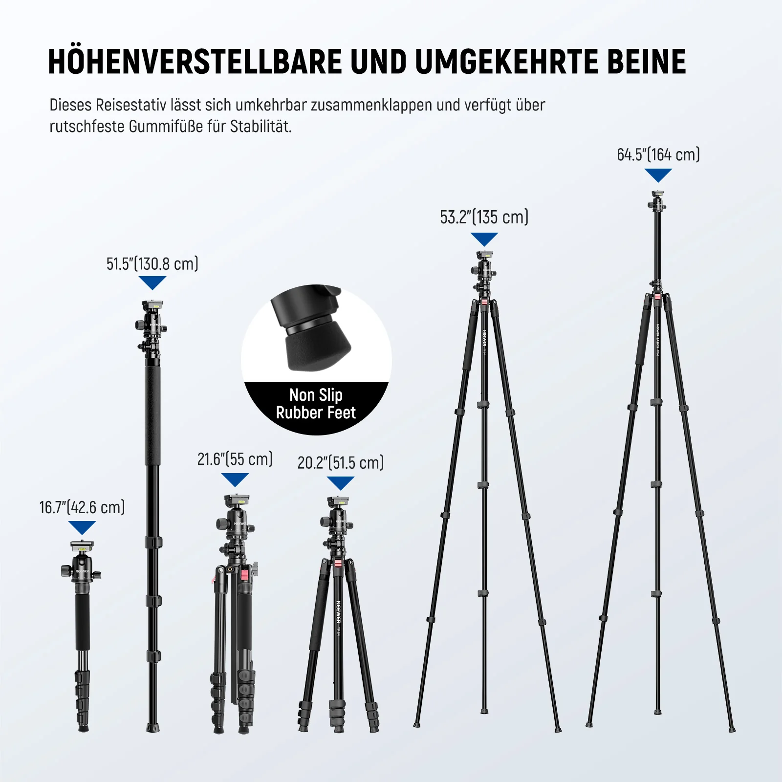 NEEWER BASICS TP66 64.5"/164cm Horizontales Overhead-Stativ - Image 9