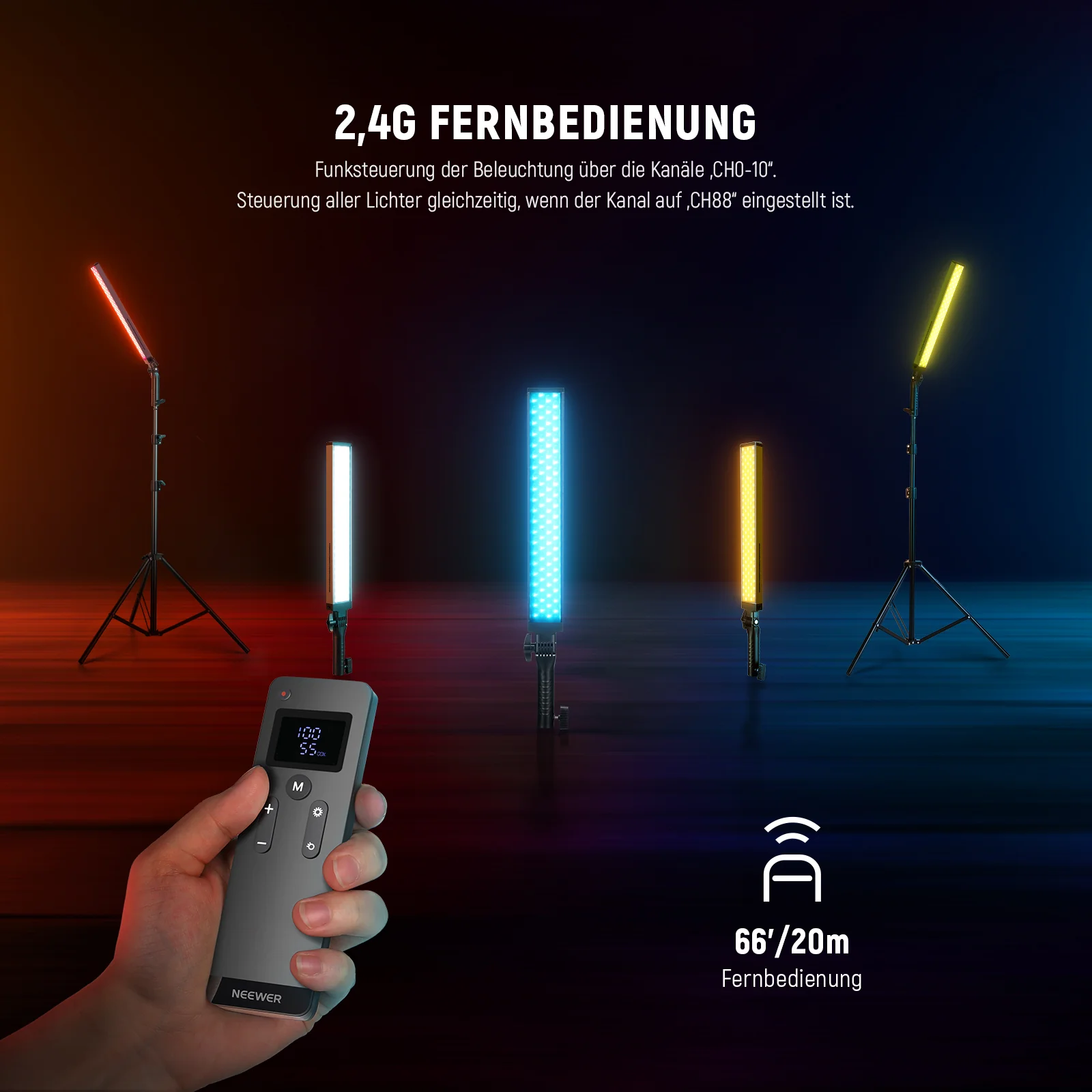 NEEWER BH20B Ultra verbessertes 40W LED Videoleuchte Handlichtstab Set - Image 6