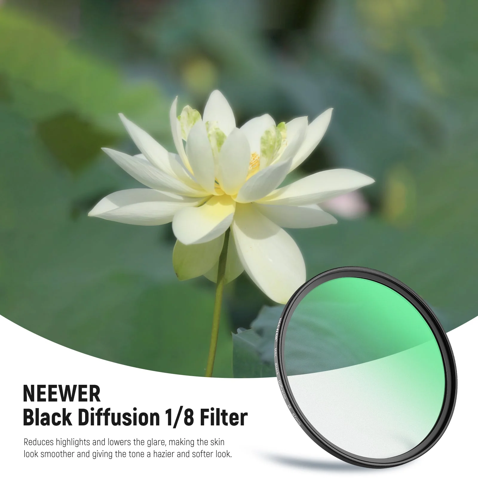 NEEWER Black Diffusion 1/8 Cinematischer Schwarze-Diffusion Effekt-Filter - Image 3