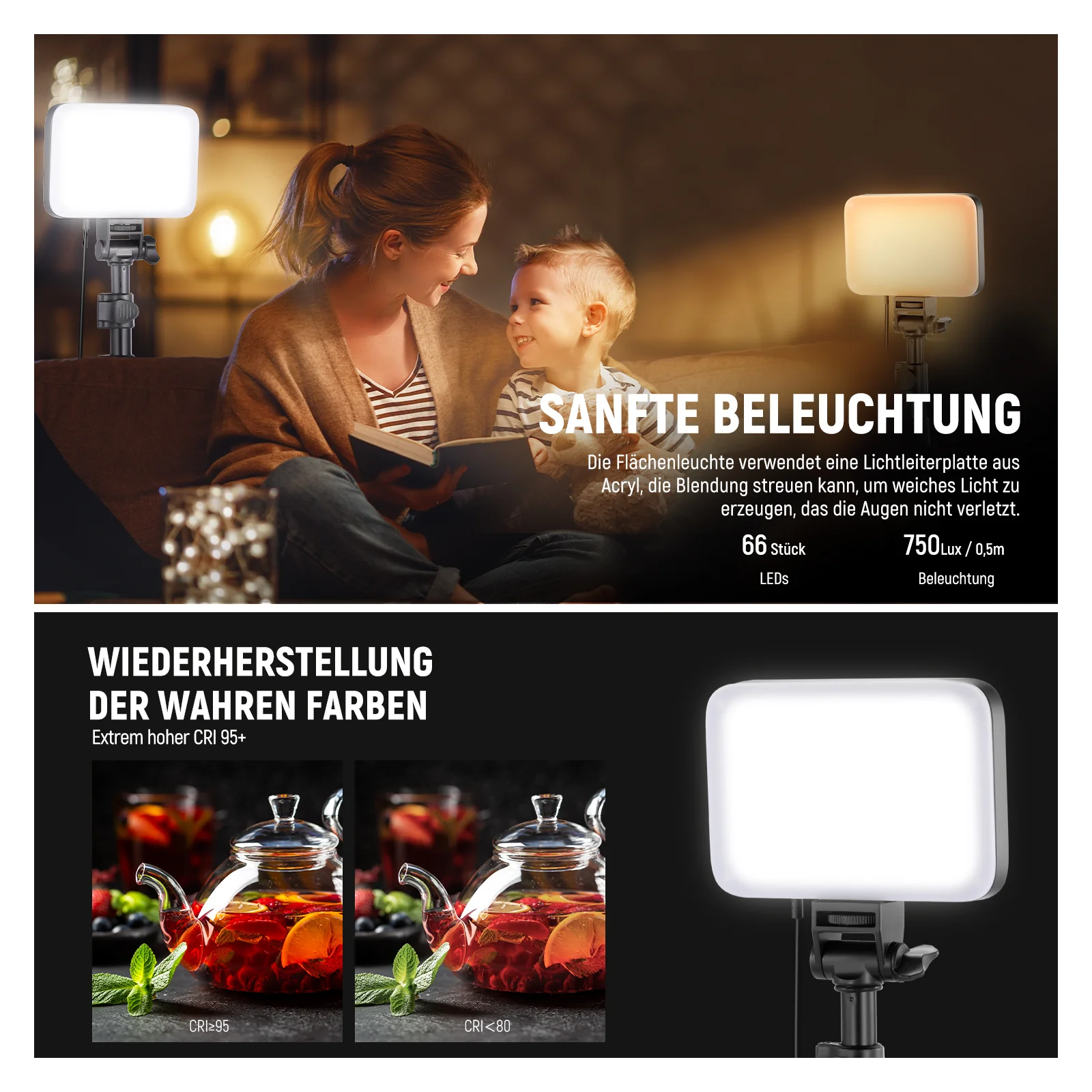 NEEWER BASICS 2er Pack BP66 Bi-Color LED Videolicht Panel Beleuchtungsset - Image 3