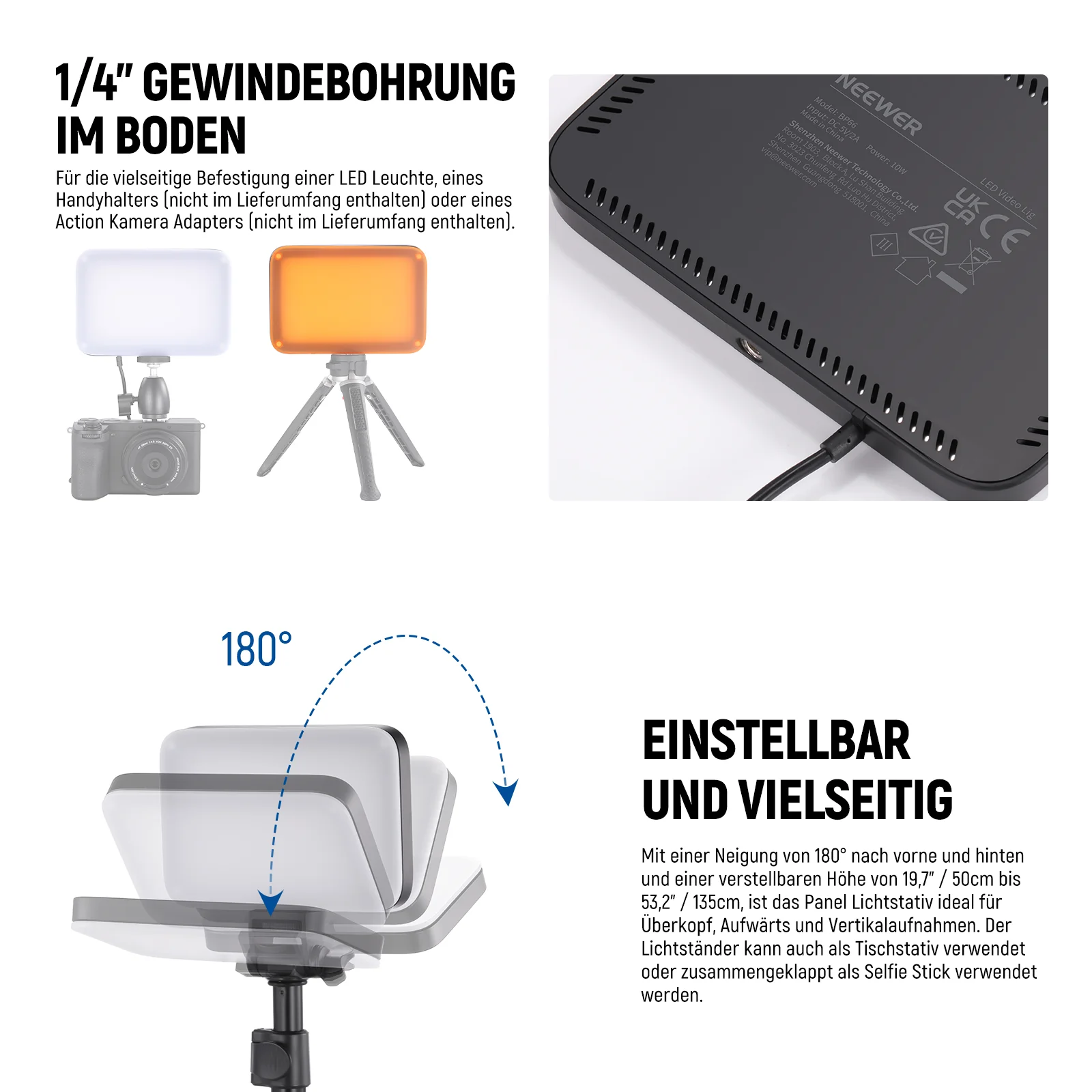 NEEWER BASICS 2er Pack BP66 Bi-Color LED Videolicht Panel Beleuchtungsset - Image 5