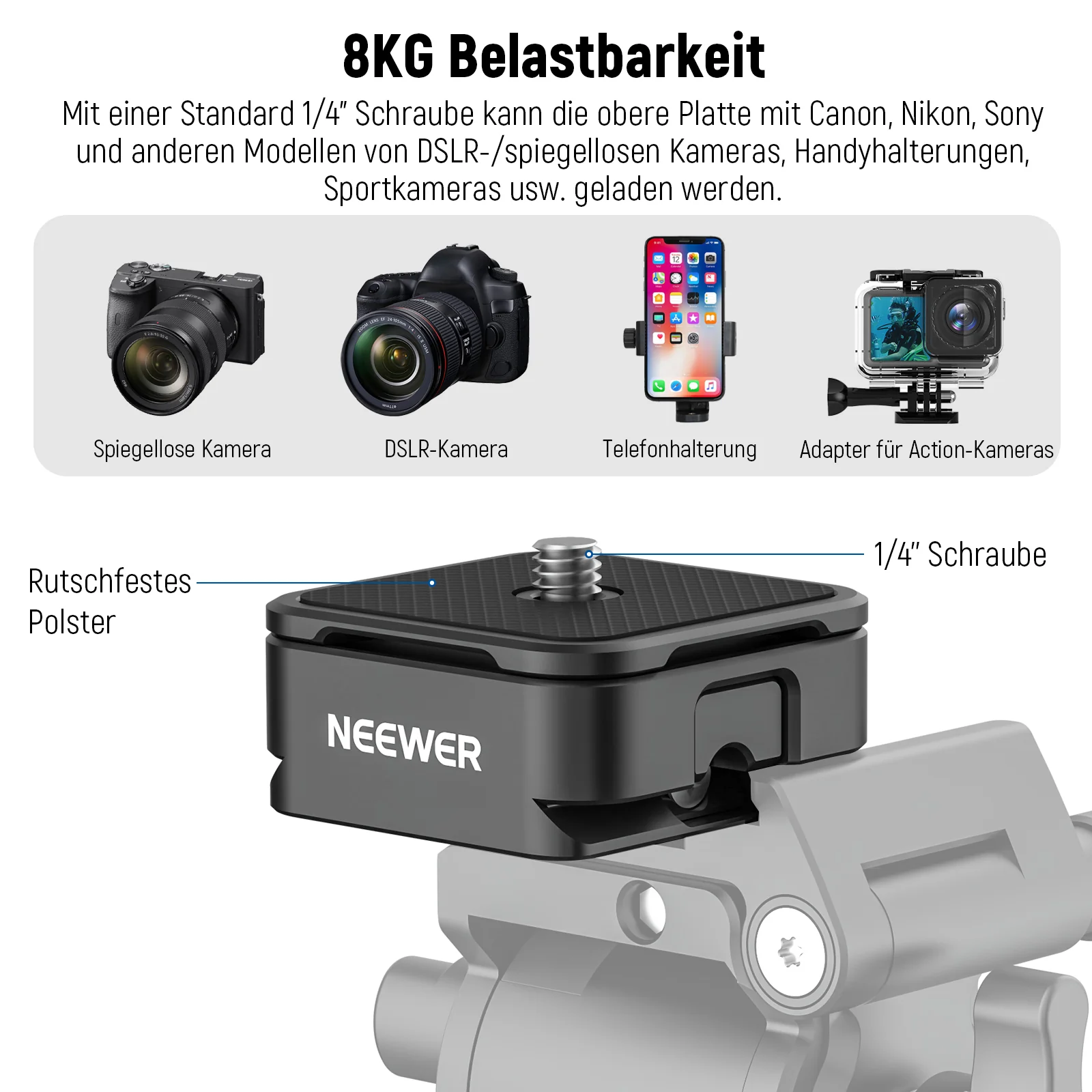 NEEWER CA009 Arca-Typ Schnellwechselplatten-Set - Image 7