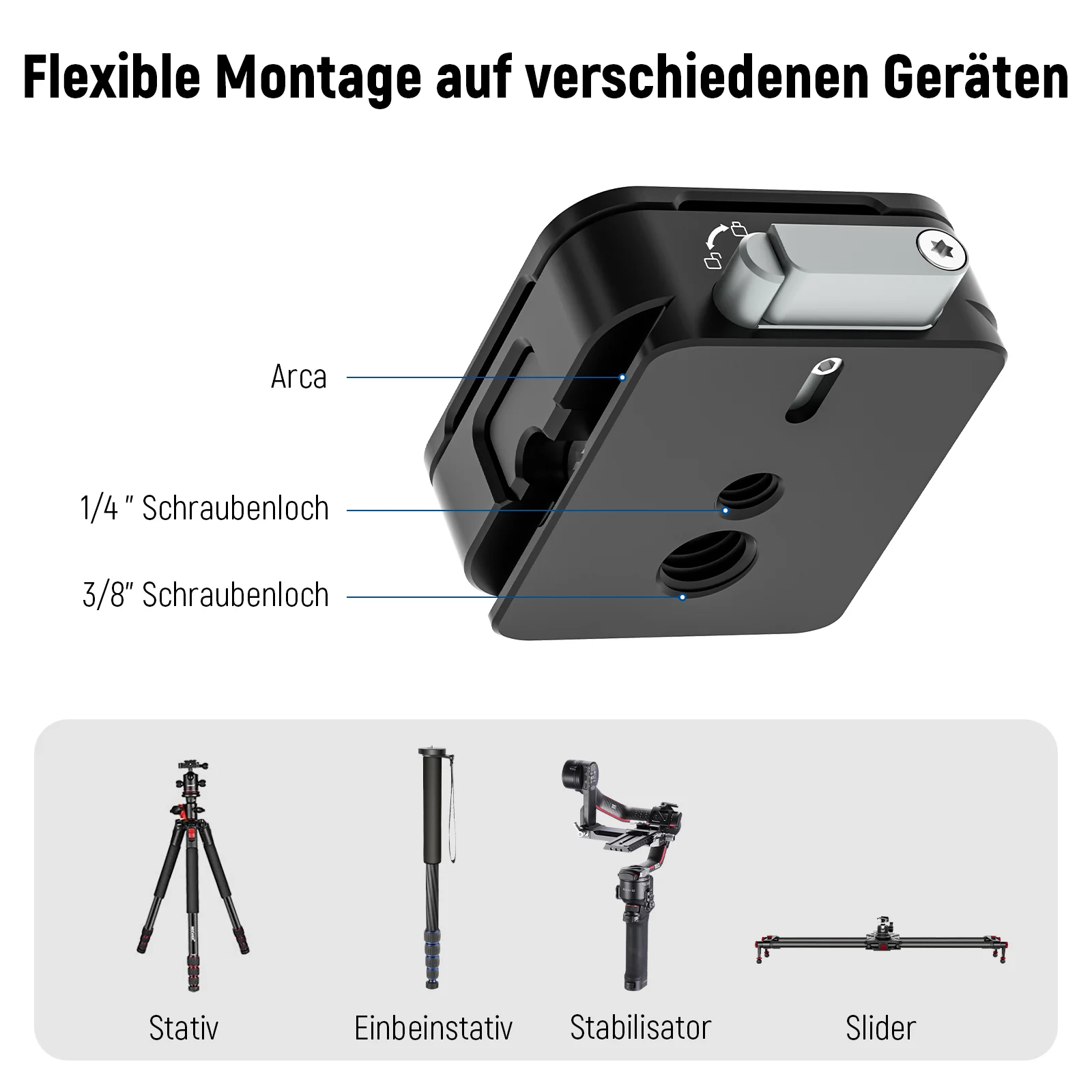 NEEWER CA009 Arca-Typ Schnellwechselplatten-Set - Image 8