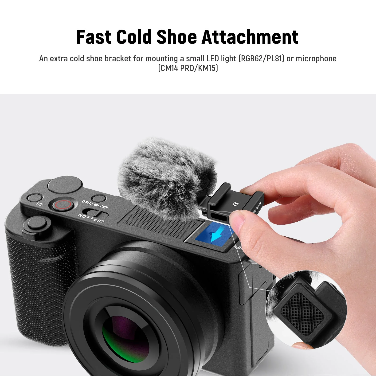 NEEWER CA133 Windschutz mit Cold Shoe Halterung für ZV-1F/ZV-E10/ZV-1/ZV-E1/ZV-1 II - Image 3