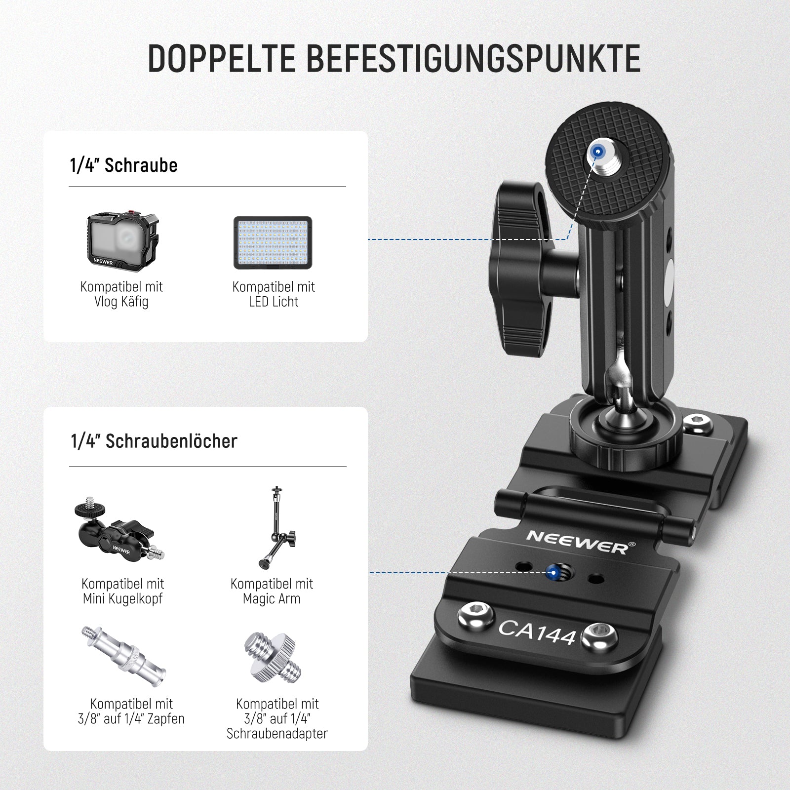 NEEWER CA144 Magnetische Zaunhalterung für Action Kamera - Image 4
