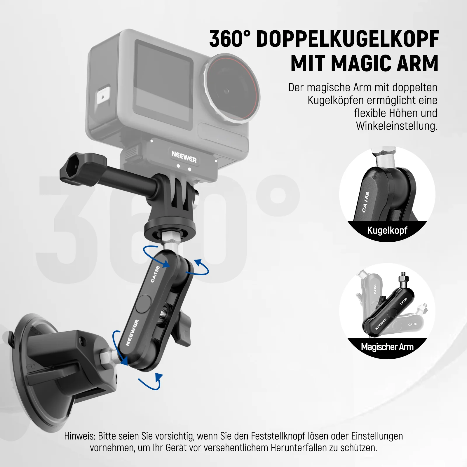 NEEWER CA158 Saugnapf Handy Halterung und Kamerahalterung - Image 5