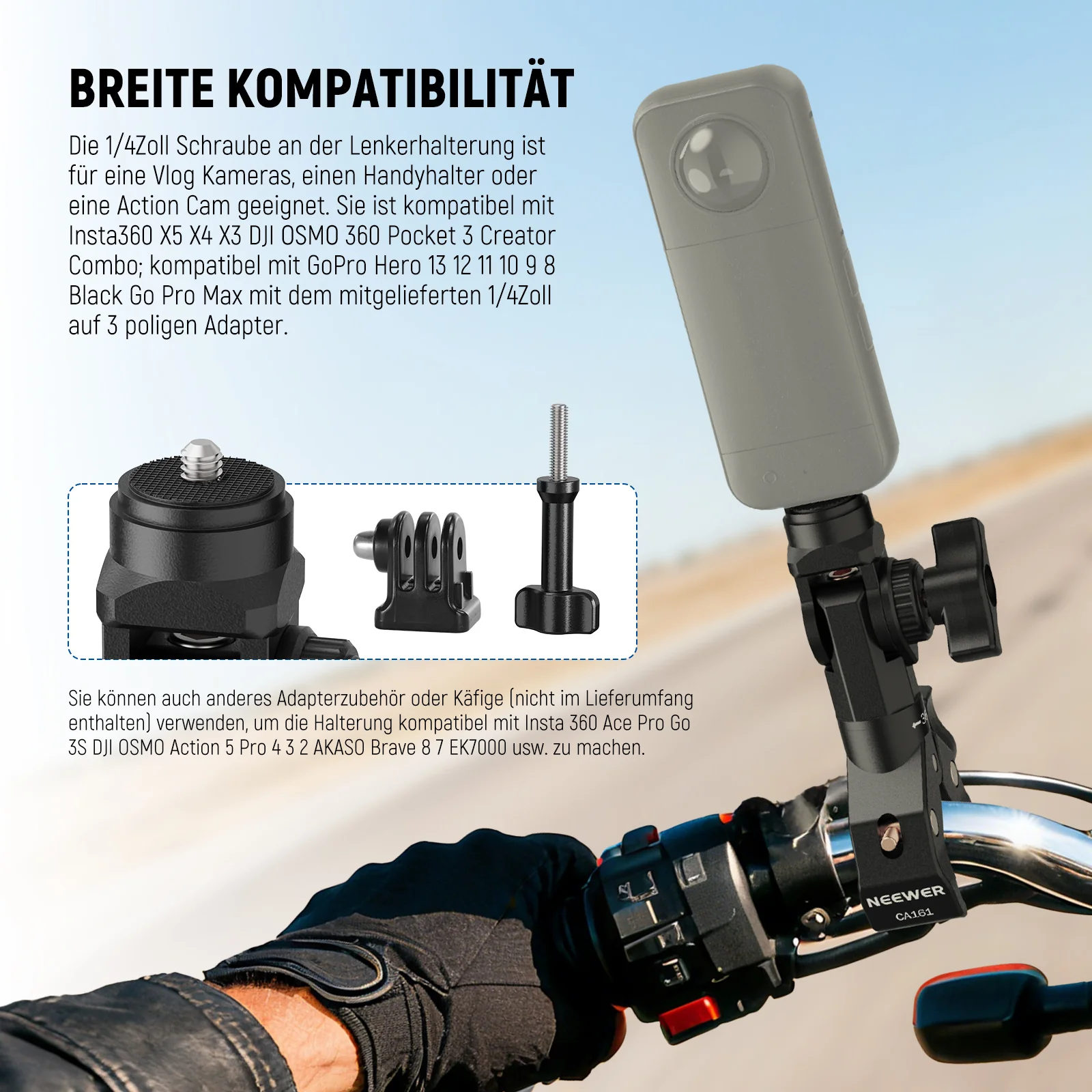 NEEWER CA161 Motorrad Fahrrad Lenker Klemmhalterung - Image 2