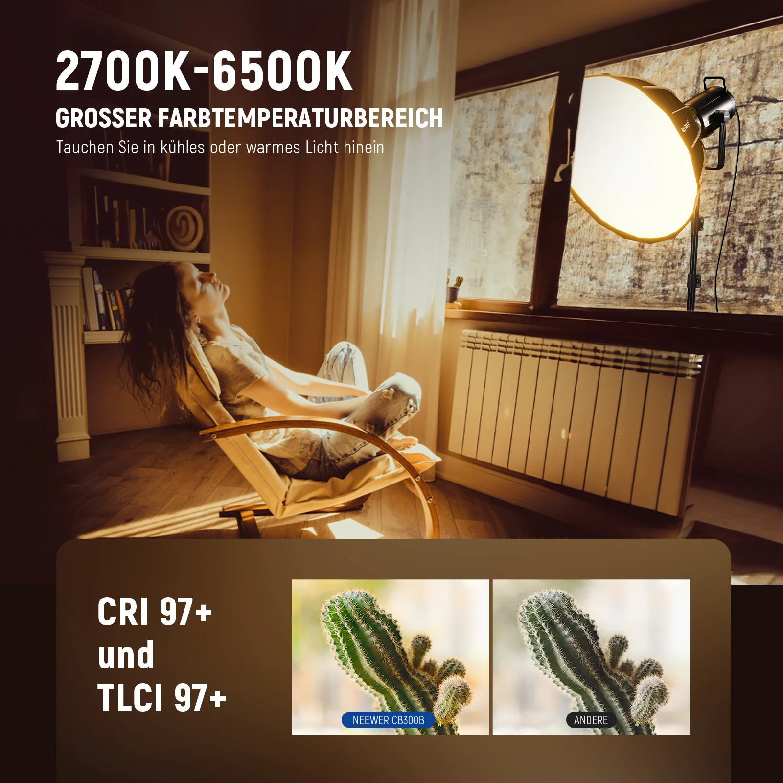 NEEWER CB300B 320W LED Videoleuchte mit 2,4G/APP Fernbedienung - Image 4