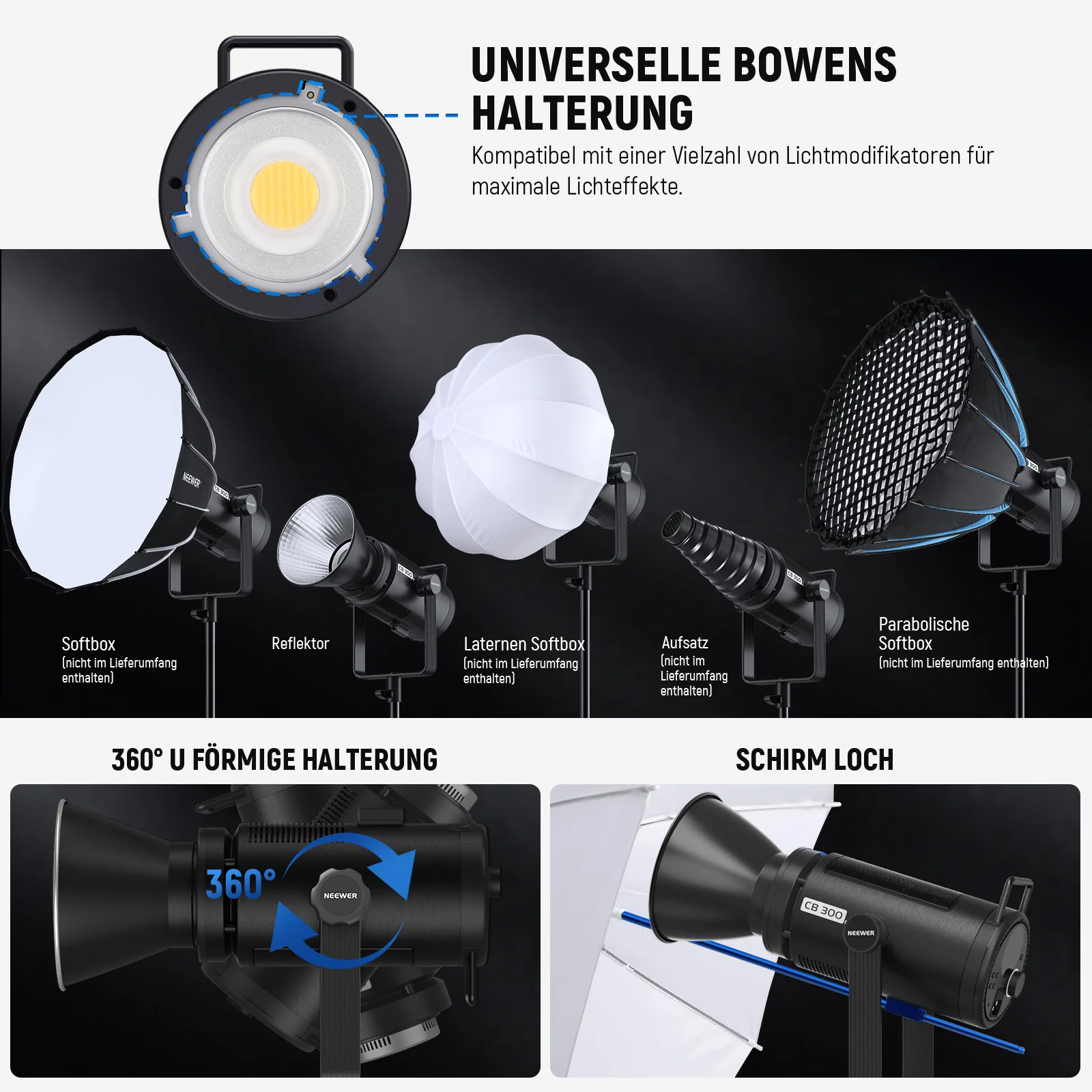 NEEWER CB300B 320W LED Videoleuchte mit 2,4G/APP Fernbedienung - Image 8