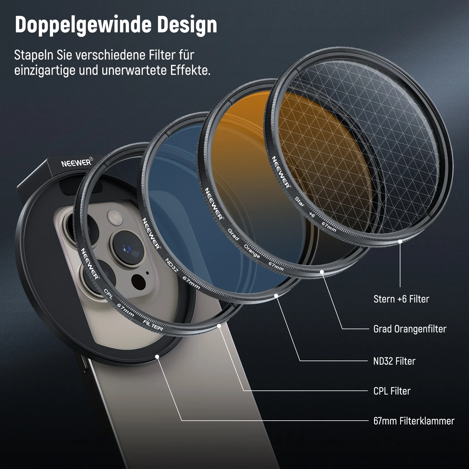 NEEWER Clip on 67mm Handy ND Filter Set - Image 8