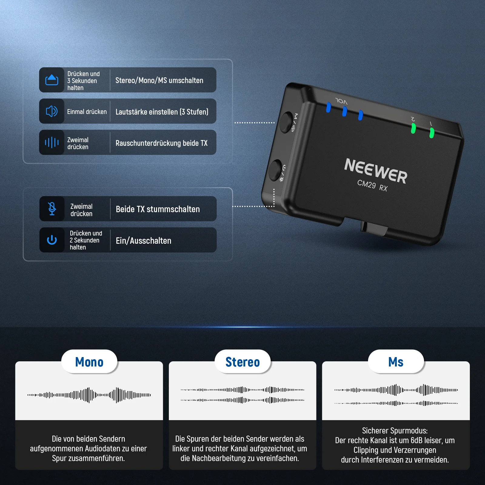 NEEWER CM29 Mini Drahtloses Mikrofon - Image 5