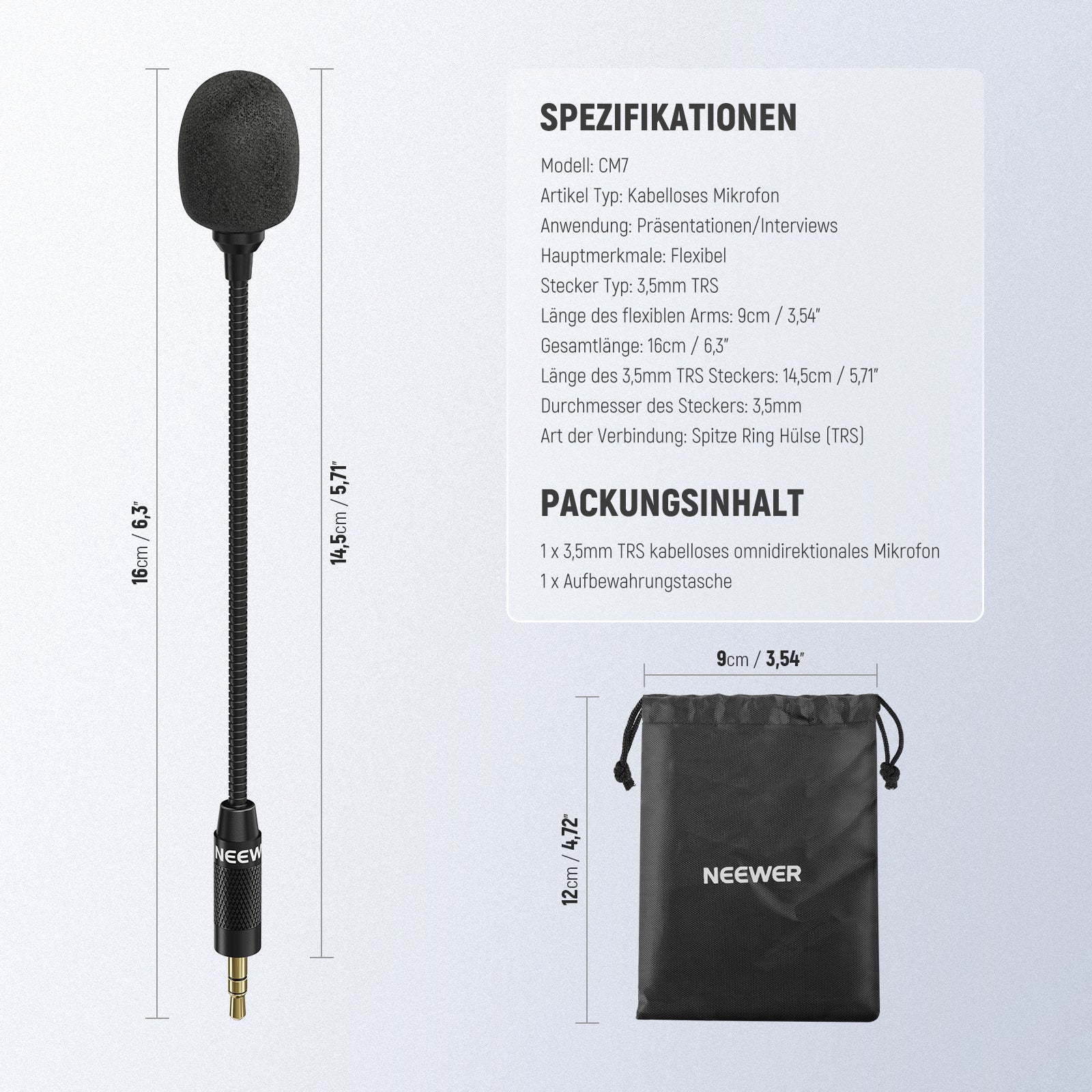 NEEWER CM7 3,5 mm TRS omnidirektionales Kondensatormikrofon - Image 8