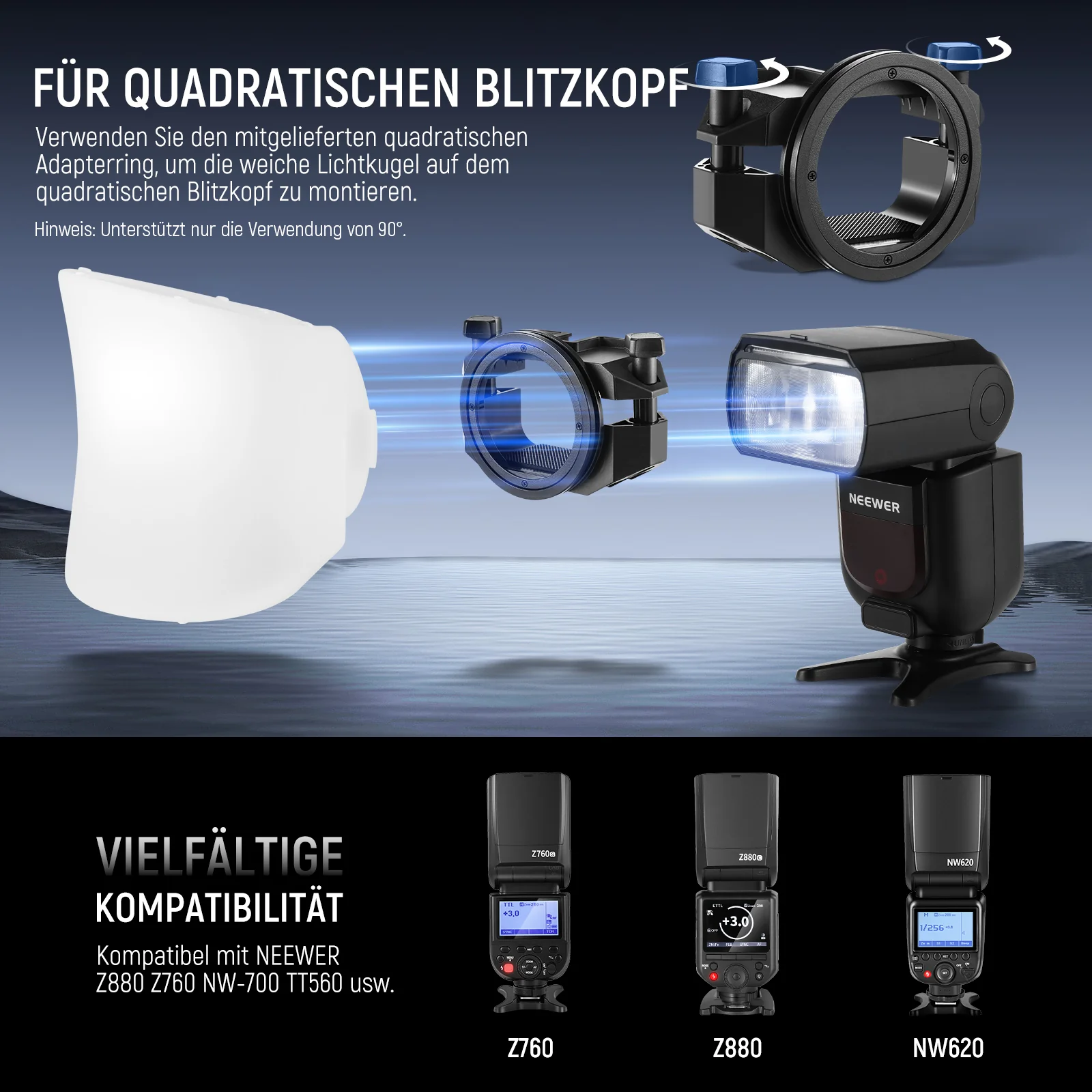 NEEWER CRS7 Softbox Diffusion Dome mit 3 Adapterringen - Image 3