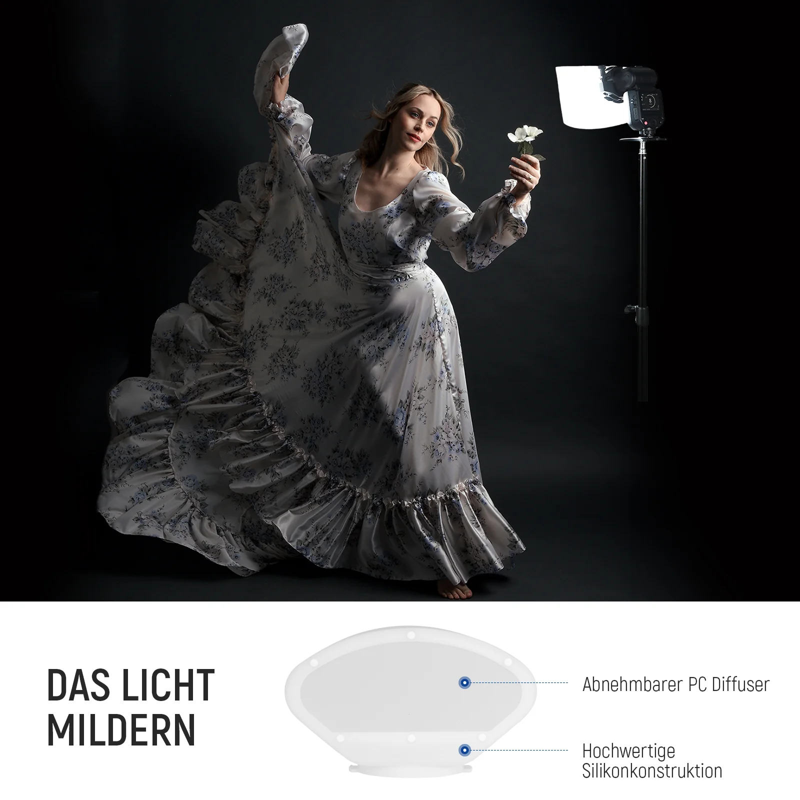 NEEWER CRS7 Softbox Diffusion Dome mit 3 Adapterringen - Image 6