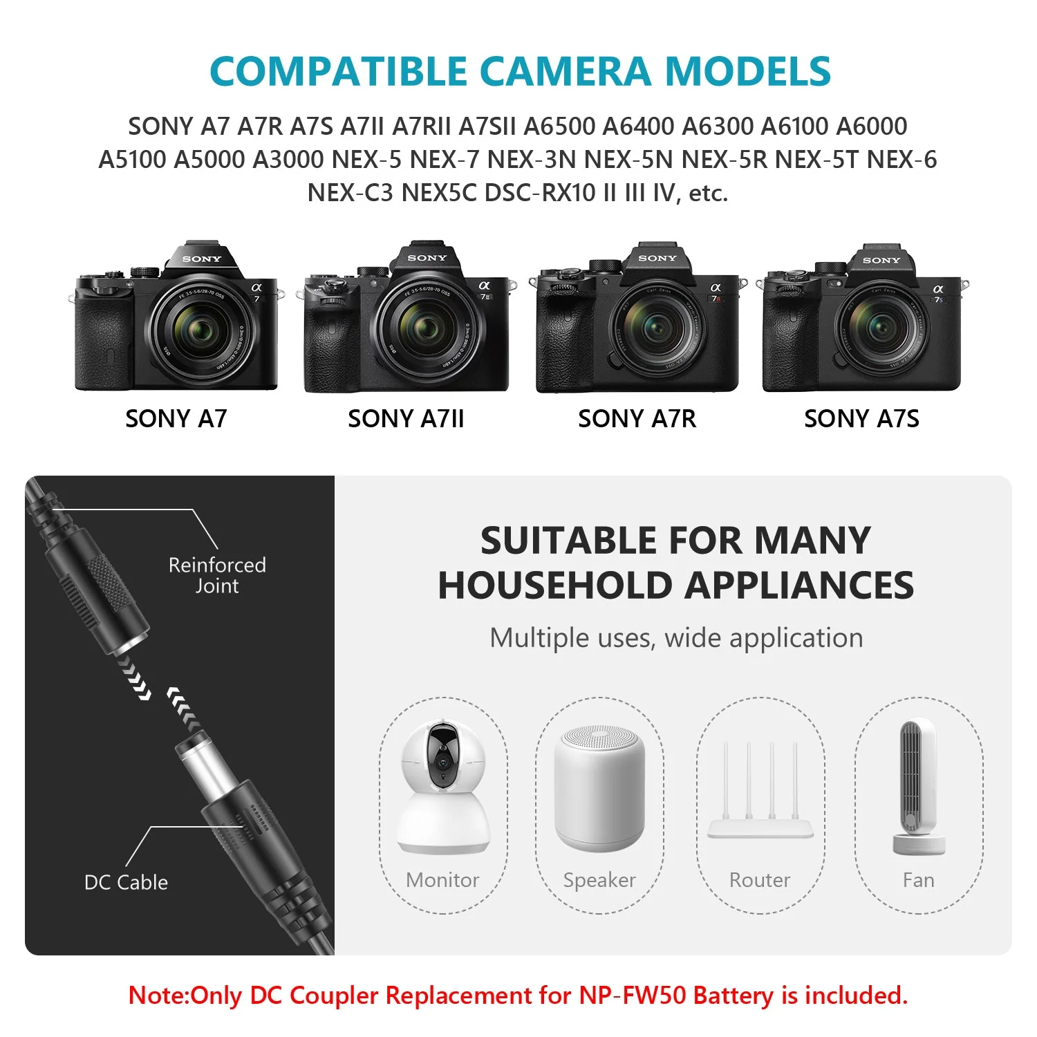 NEEWER DC NP-FW50 Dummy Akkus für Sony - Image 3