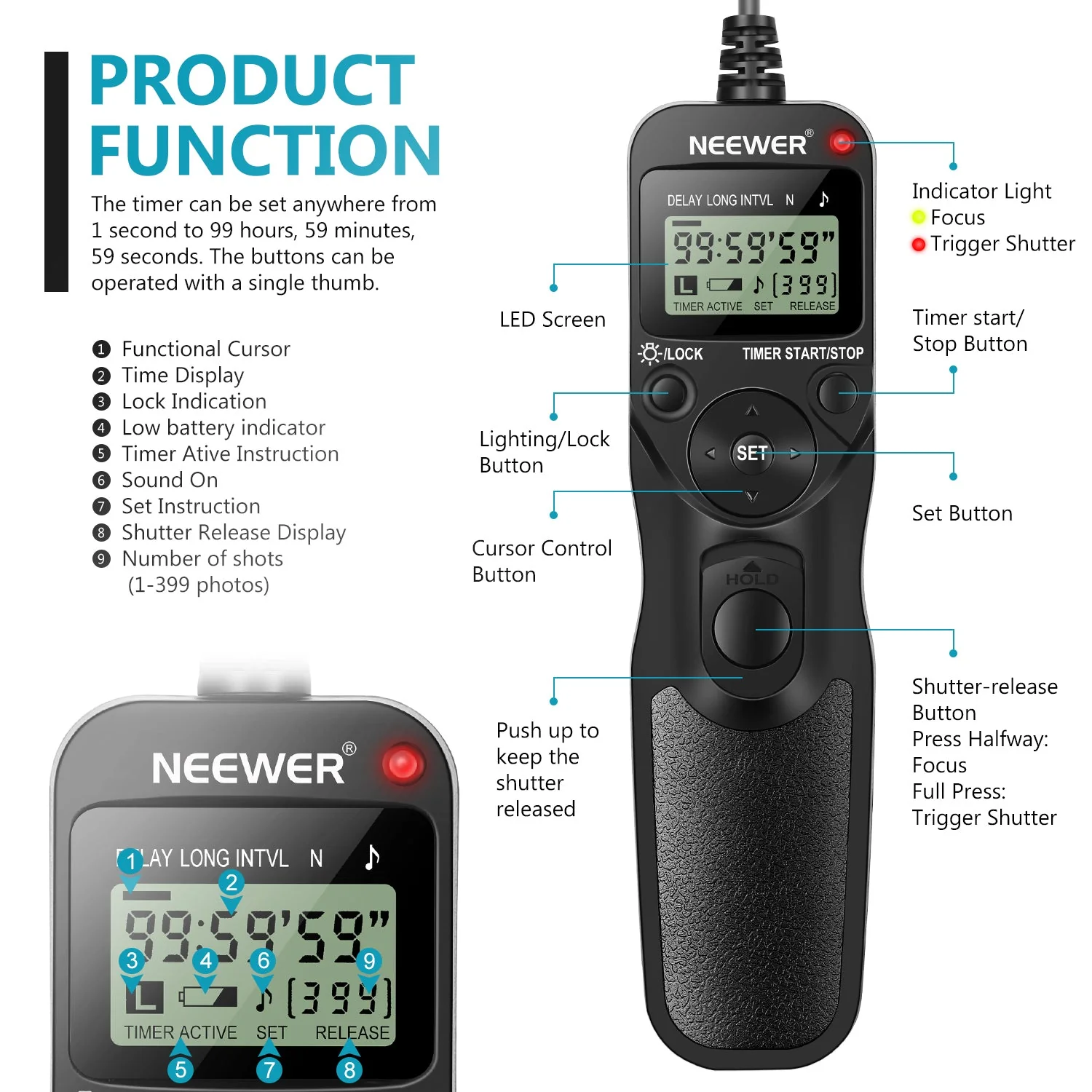 NEEWER Digitaler Timer Fernbedienung für Nikon - Image 3
