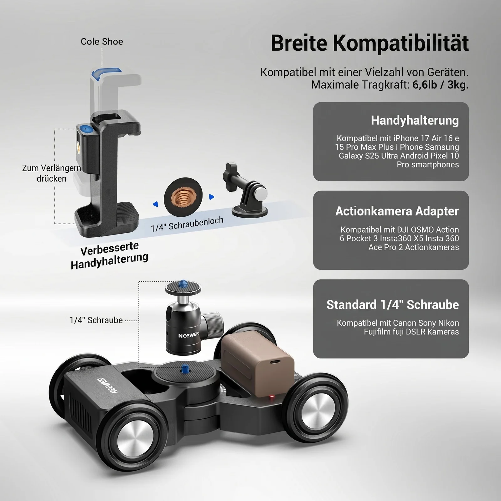 NEEWER DL400 Motorisierter Kamera Slider Dolly Set - Image 7
