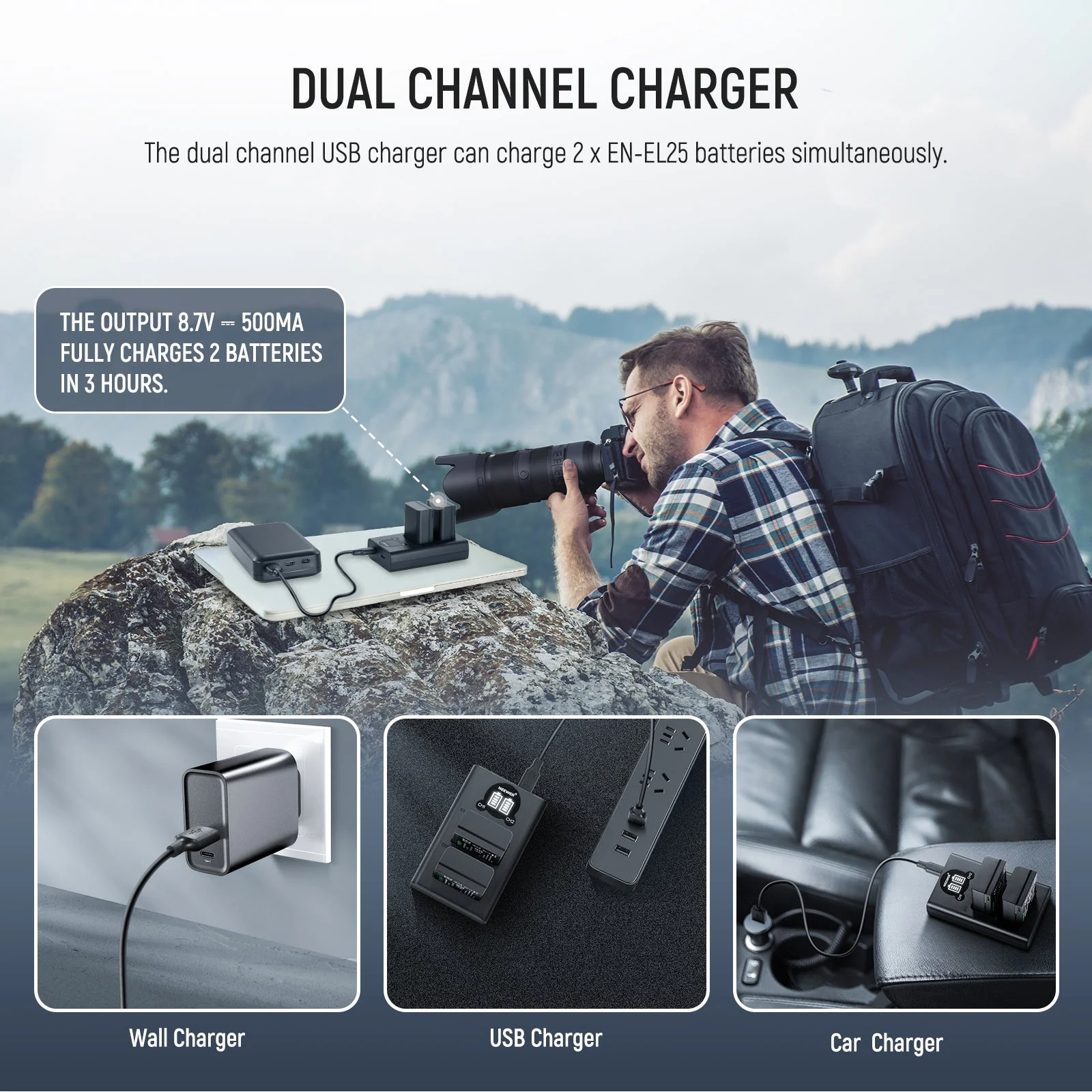 NEEWER EN-EL25 Ersatzakku und USB Ladegerät Set - Image 6