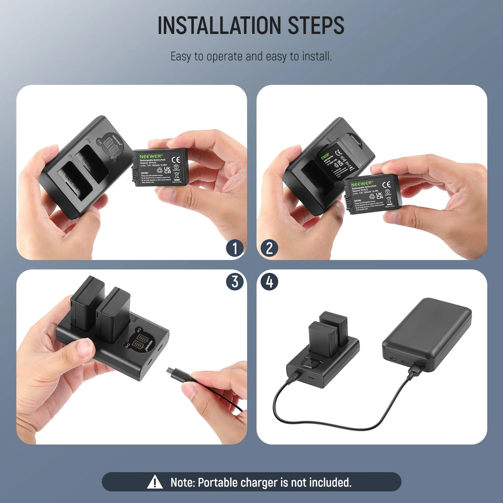 NEEWER EN-EL25 Ersatzakku und USB Ladegerät Set - Image 7