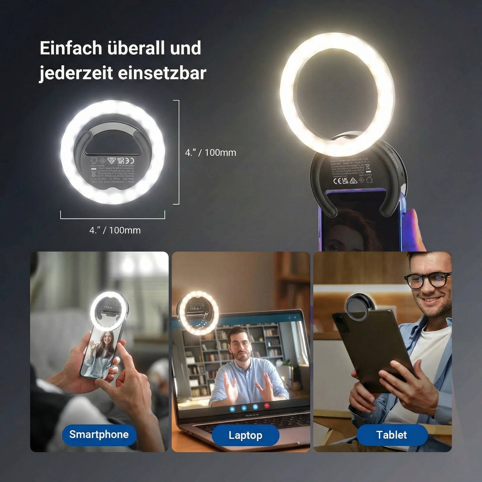 NEEWER ENTRY LEVEL VERSION BR40 4" Handy Selfie Ringlicht - Image 4