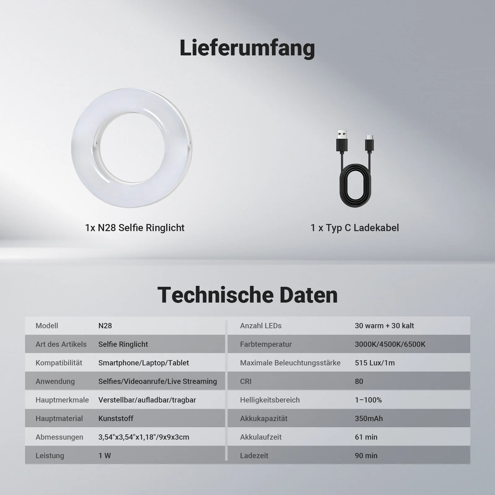 NEEWER ENTRY LEVEL VERSION N28 Handy Selfie Ring Licht - Image 8