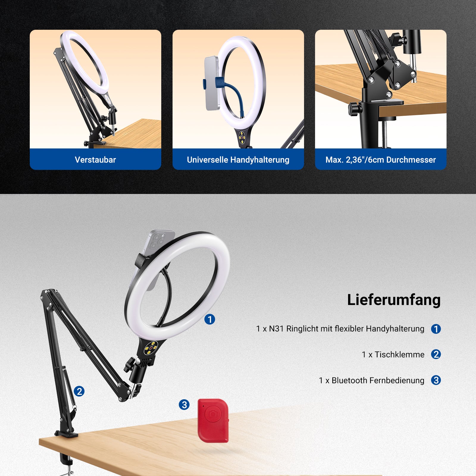 NEEWER ENTRY LEVEL VERSION N31 Ringlicht mit Tischstativ - Image 8