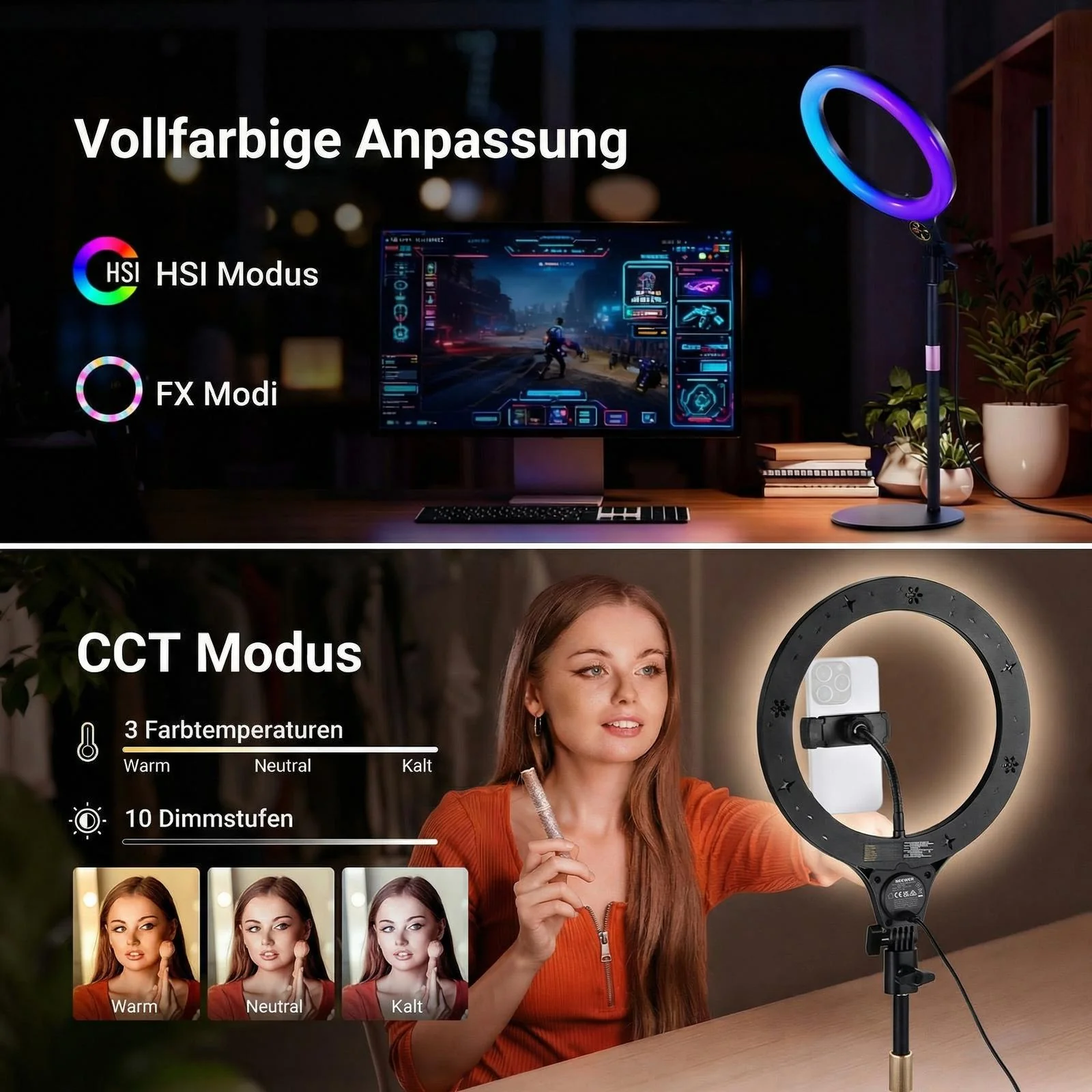 NEEWER ENTRY LEVEL VERSION N37 10.5" RGB Ringlicht mit Tischständer - Image 4