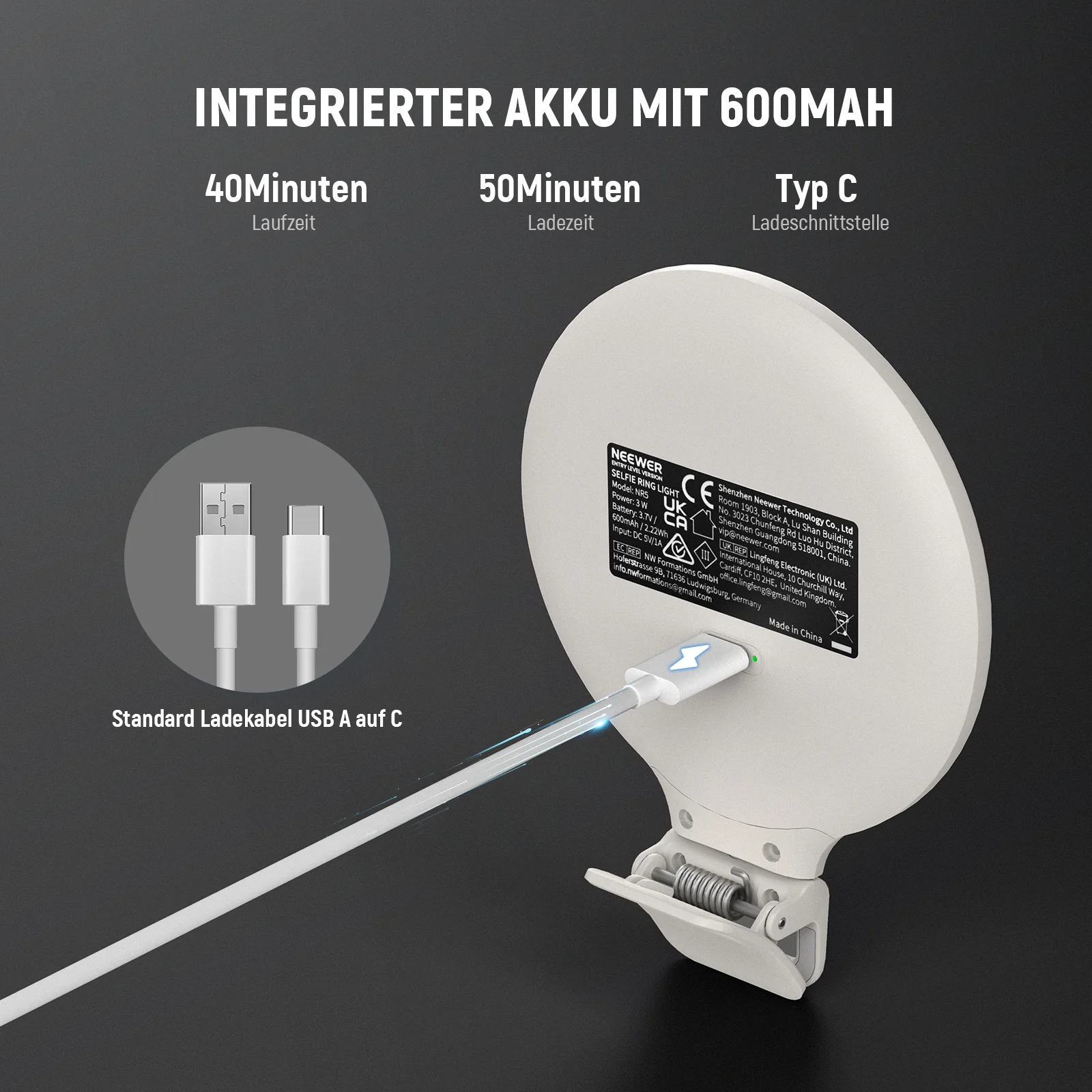 NEEWER ENTRY LEVEL VERSION NR5 3.8" Clip on Selfie Ringlicht - Image 4