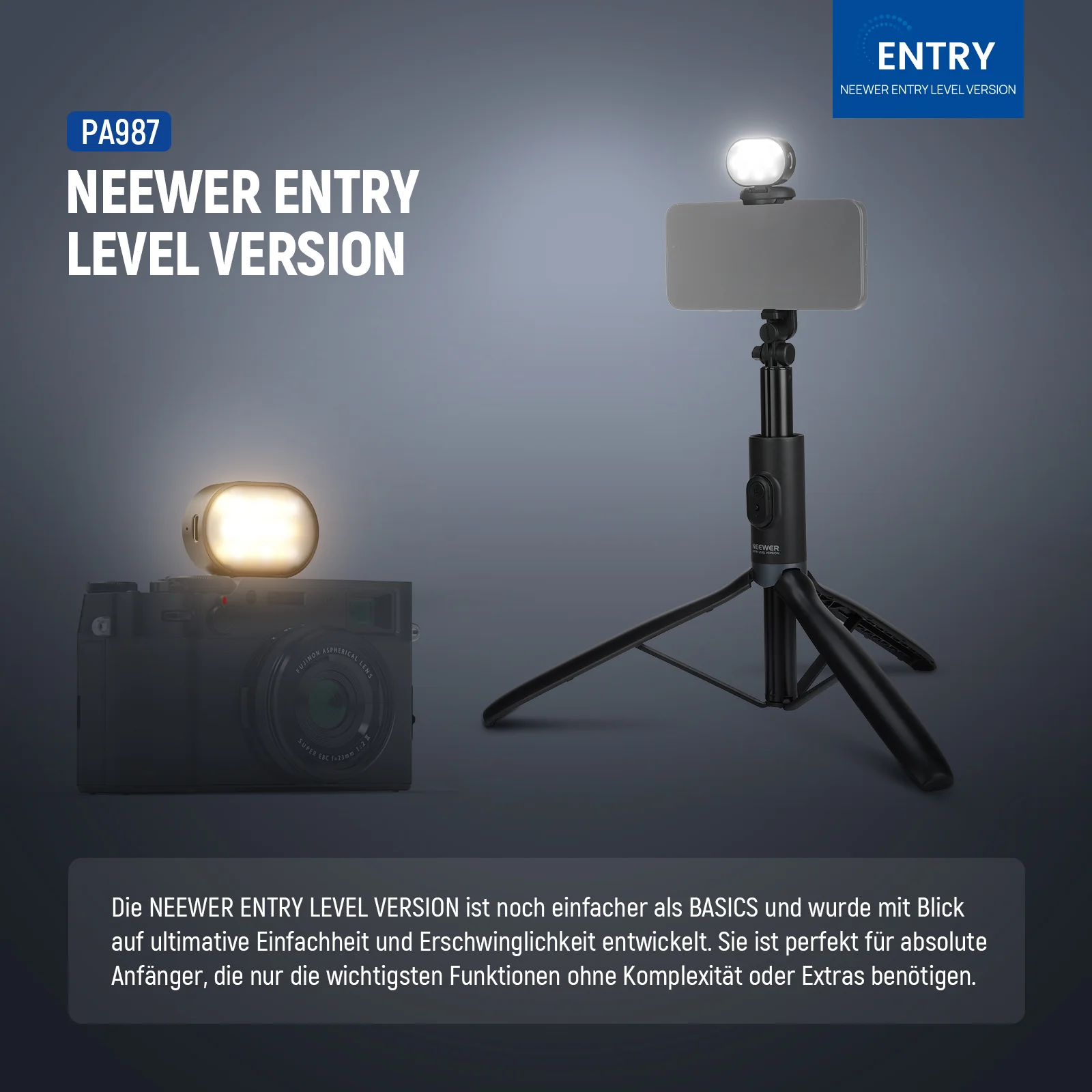 NEEWER ENTRY LEVEL VERSION PA987 170cm Selfie Stick Stativ mit Licht - Image 2