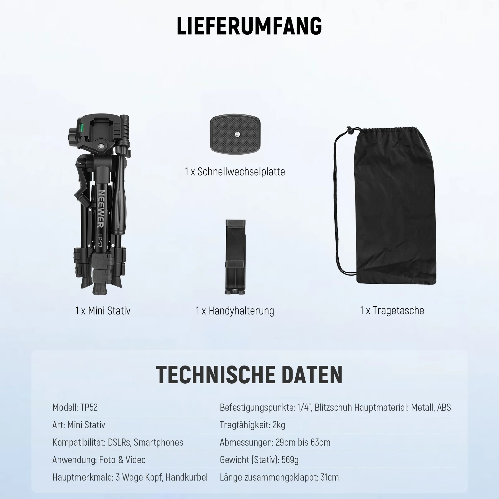 NEEWER ENTRY LEVEL VERSION TP52 Mini Tischstativ - Image 8