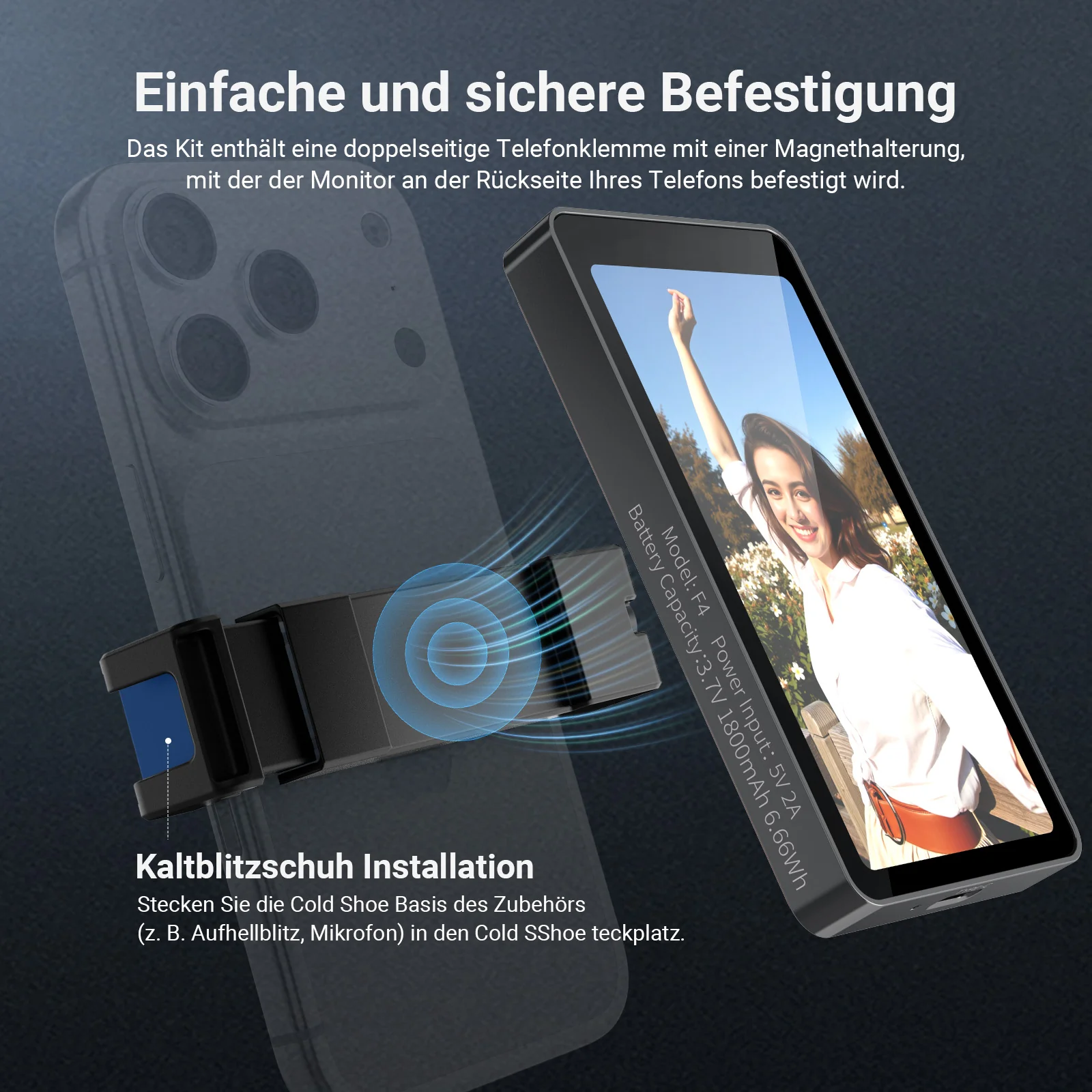 NEEWER F4 4" HD Smartphone Vlog Selfie Monitor - Image 4