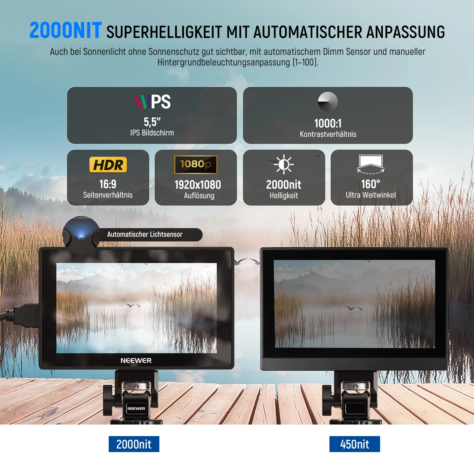 NEEWER F500 PRO 5.5" LED Kamera Field Monitor - Image 2