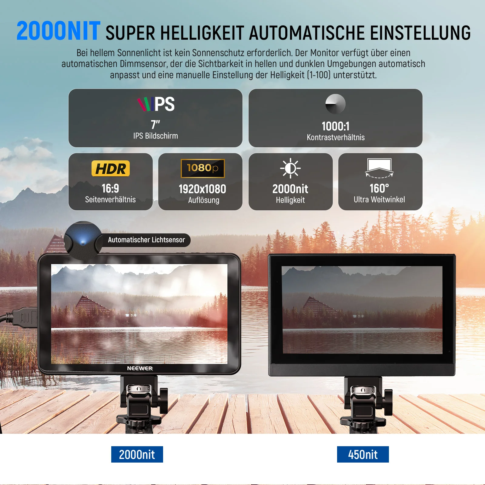 NEEWER F700 7" LED HD Kamera Feldmonitor 2000 Nits mit Touchscreen - Image 20