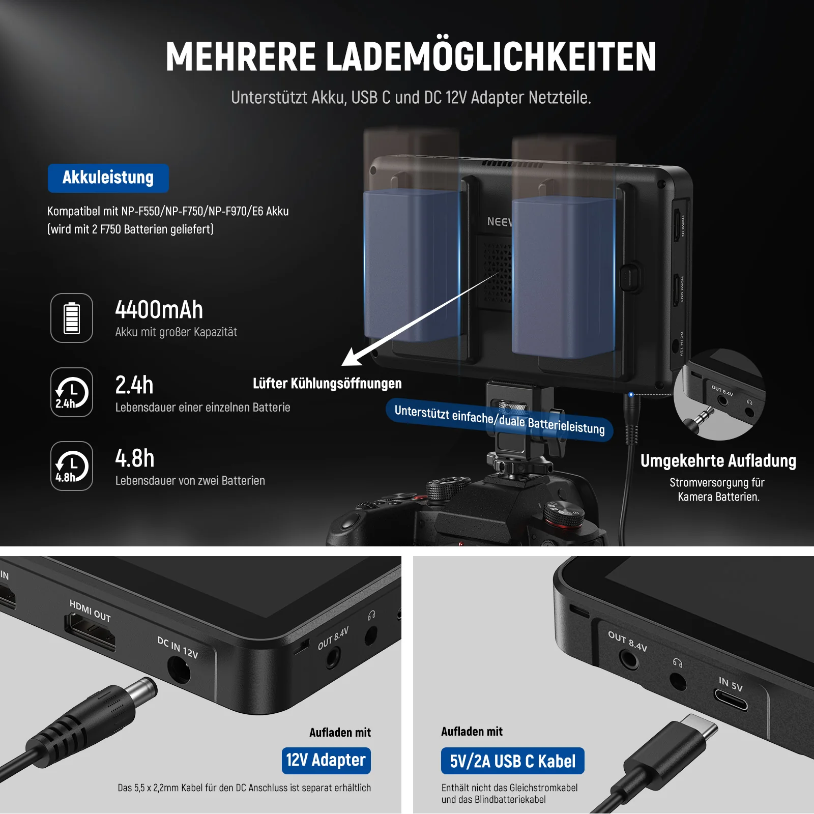 NEEWER F700 7" LED HD Kamera Feldmonitor 2000 Nits mit Touchscreen - Image 25