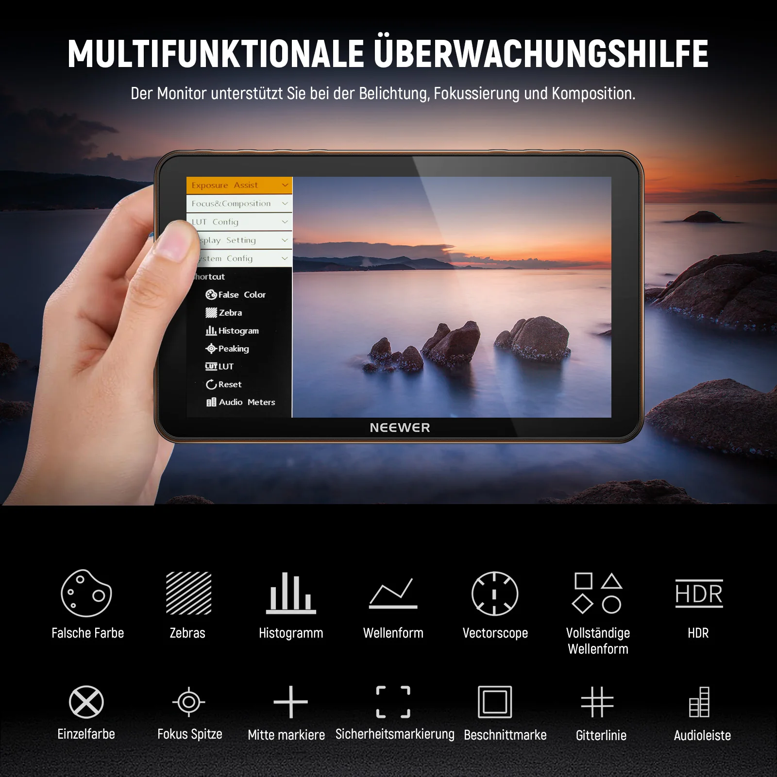 NEEWER F700 7" LED HD Kamera Feldmonitor 2000 Nits mit Touchscreen - Image 5