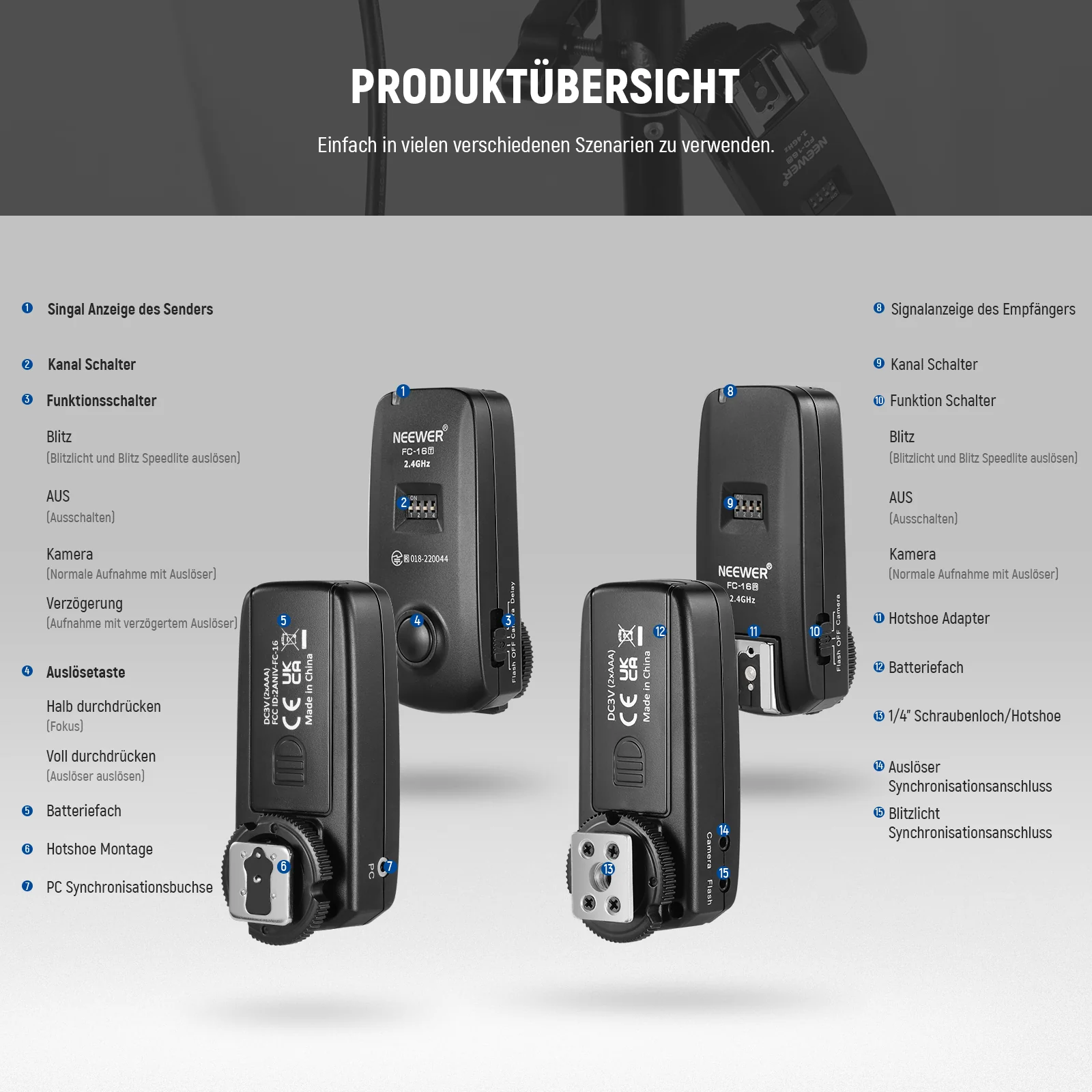 NEEWER FC-16 2.4G Kabelloser Kamera Auslöser für Canon - Image 6