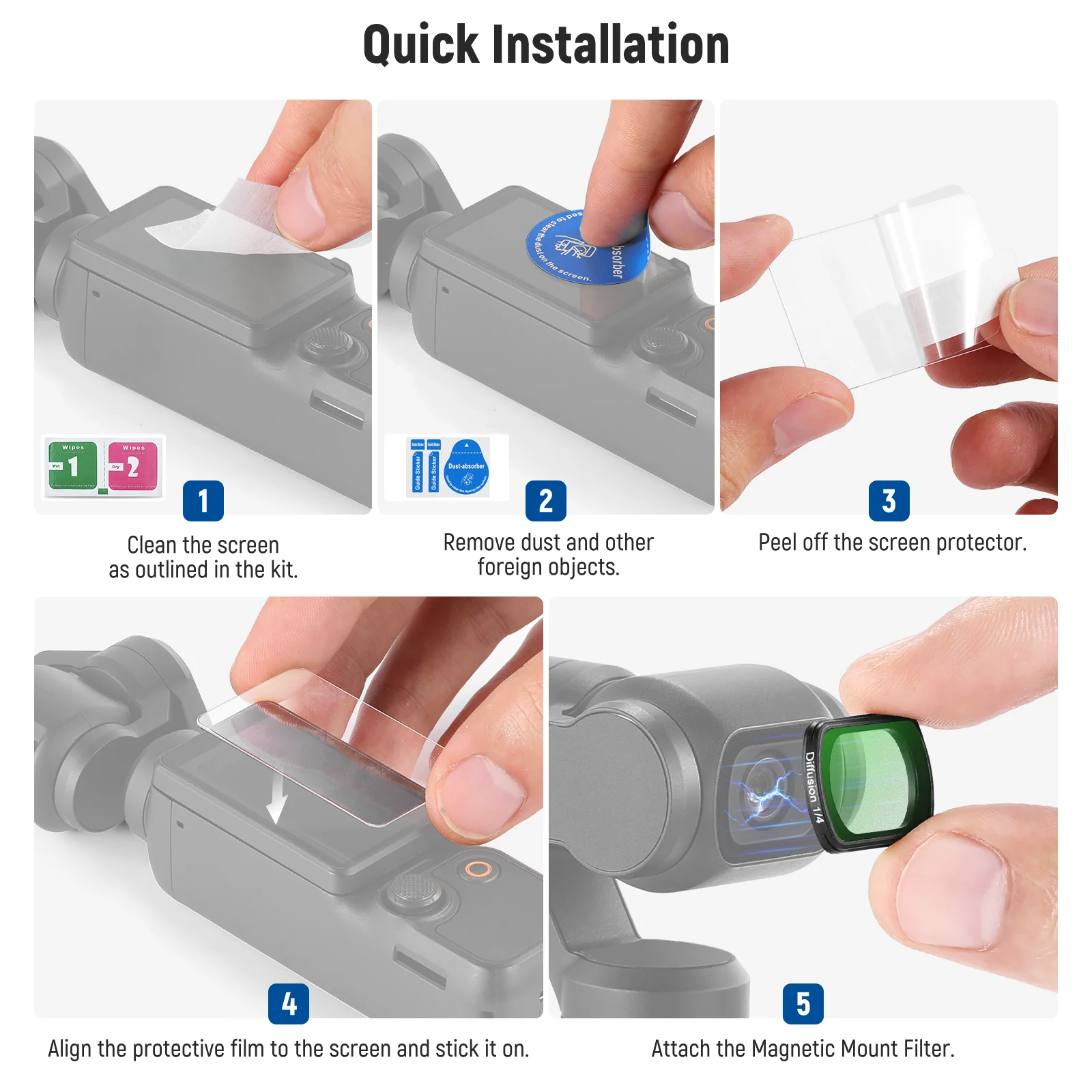 NEEWER Magnetischer Black Diffusion Filter kompatibel mit DJI OSMO Pocket 3 / Pocket 4 & Xtra Muse - Image 7