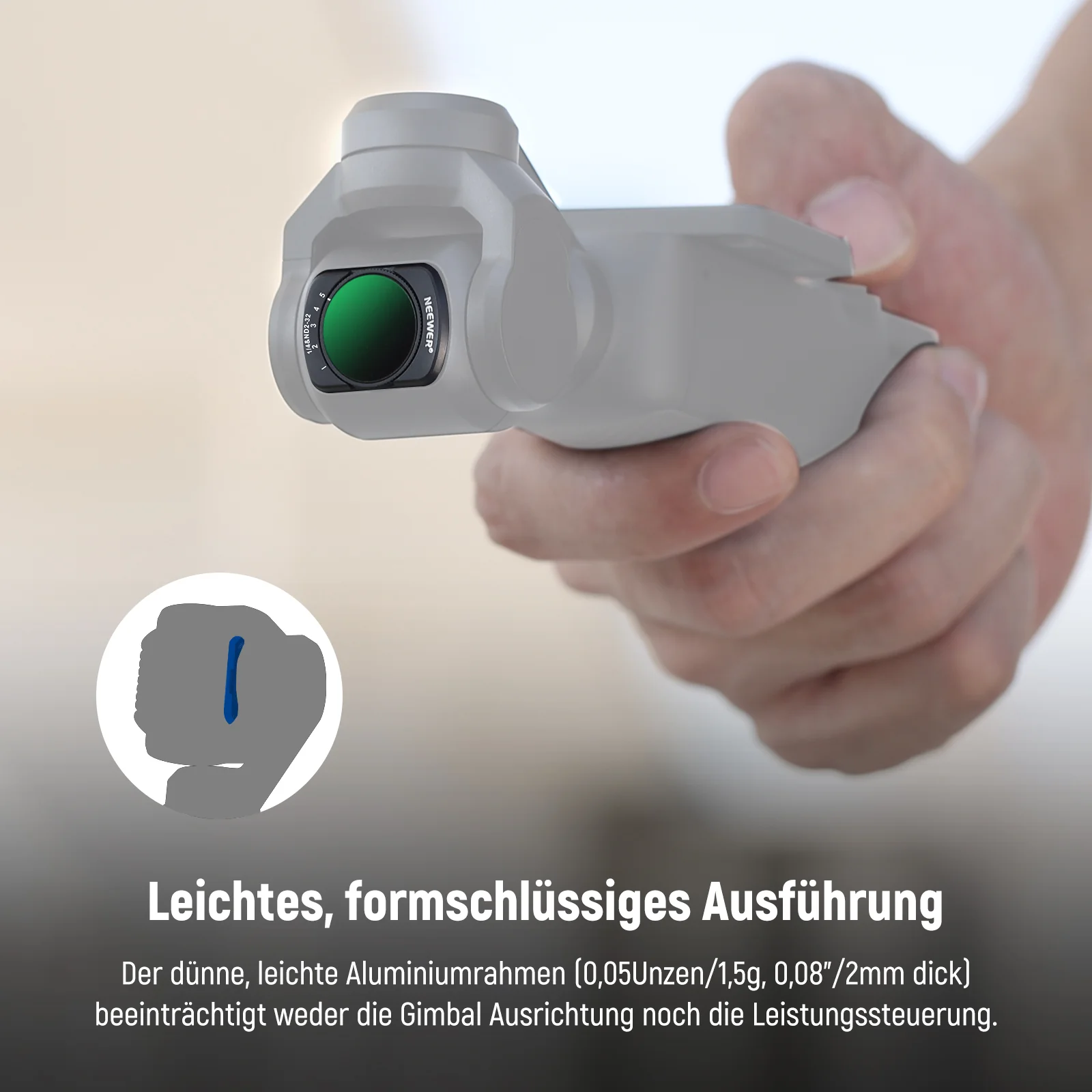 NEEWER FL-83 Variabler ND2-32 & 1/4 Black Diffusion Filter für DJI Osmo Pocket 3 / Pocket 4 & Xtra Muse - Image 6