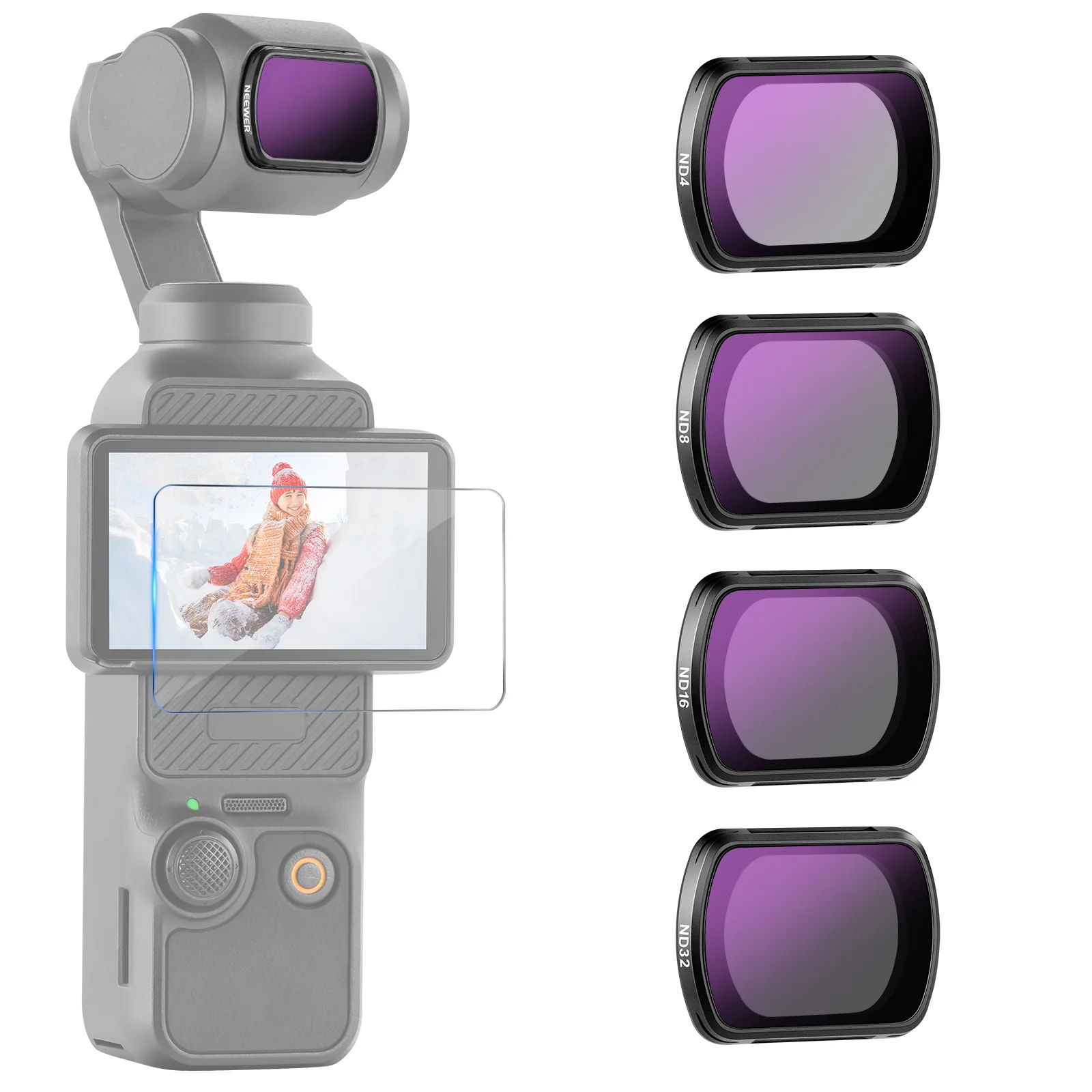NEEWER FL-B02 4er Pack ND Filter Kit für DJI Pocket 3 / Pocket 4 & Xtra Muse