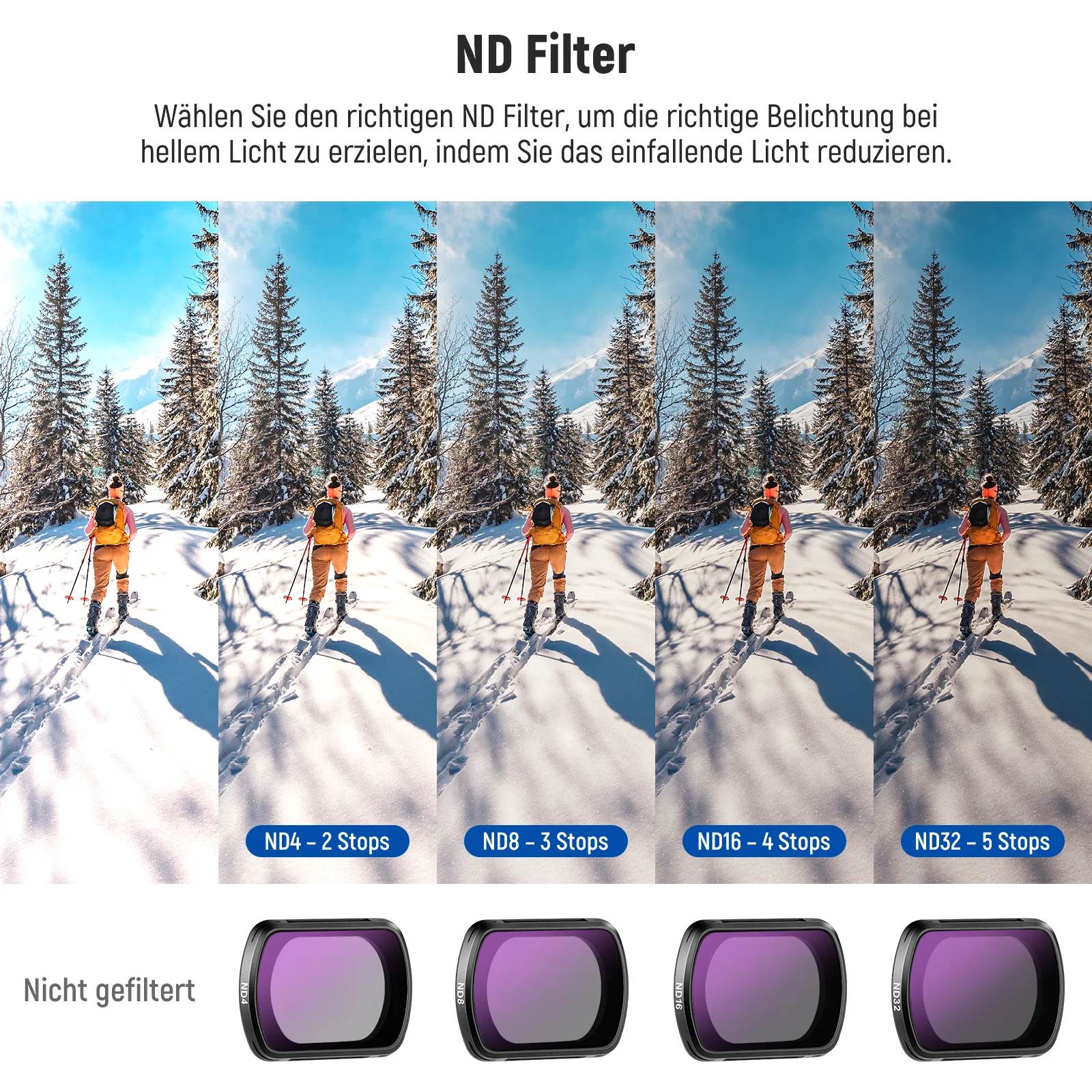 NEEWER FL-B02 4er Pack ND Filter Kit für DJI Pocket 3 / Pocket 4 & Xtra Muse - Image 3