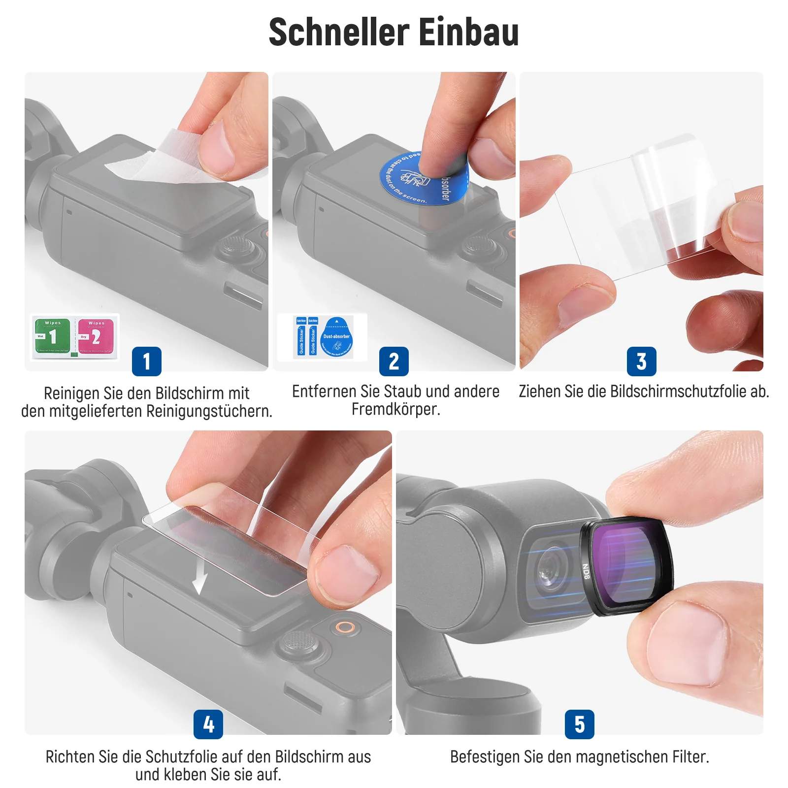 NEEWER FL-B02 4er Pack ND Filter Kit für DJI Pocket 3 / Pocket 4 & Xtra Muse - Image 7