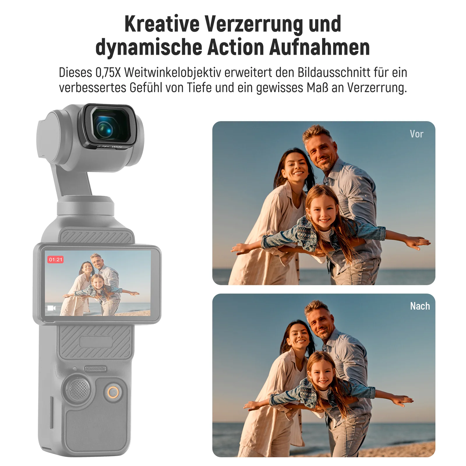 NEEWER FL-B08 ND Filter Set mit 0,75X Weitwinkelobjektiv für DJI Osmo Pocket 3/Pocket 4 & Xtra Muse - Image 4
