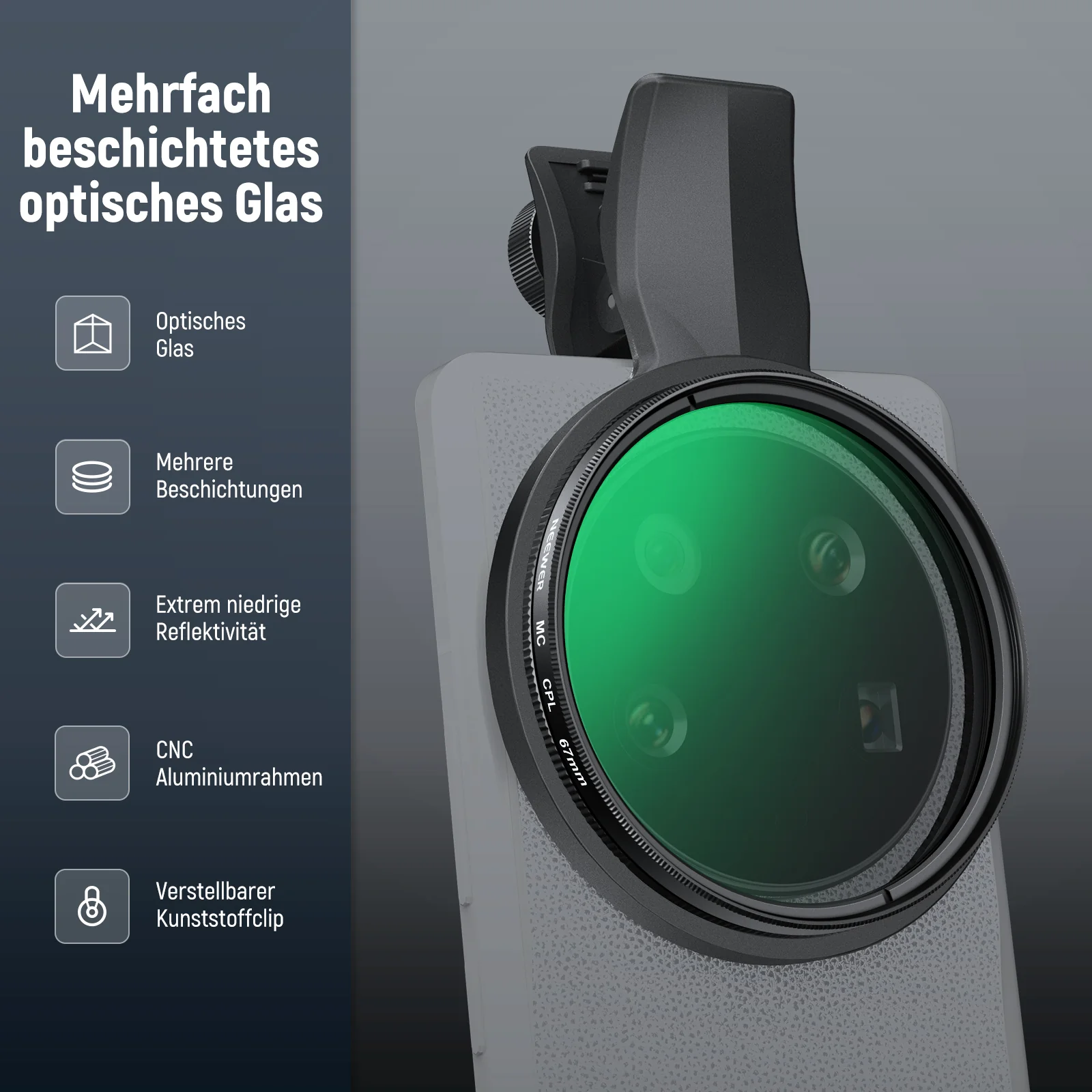 NEEWER FL-B23 67mm Clip On CPL Filter - Image 15