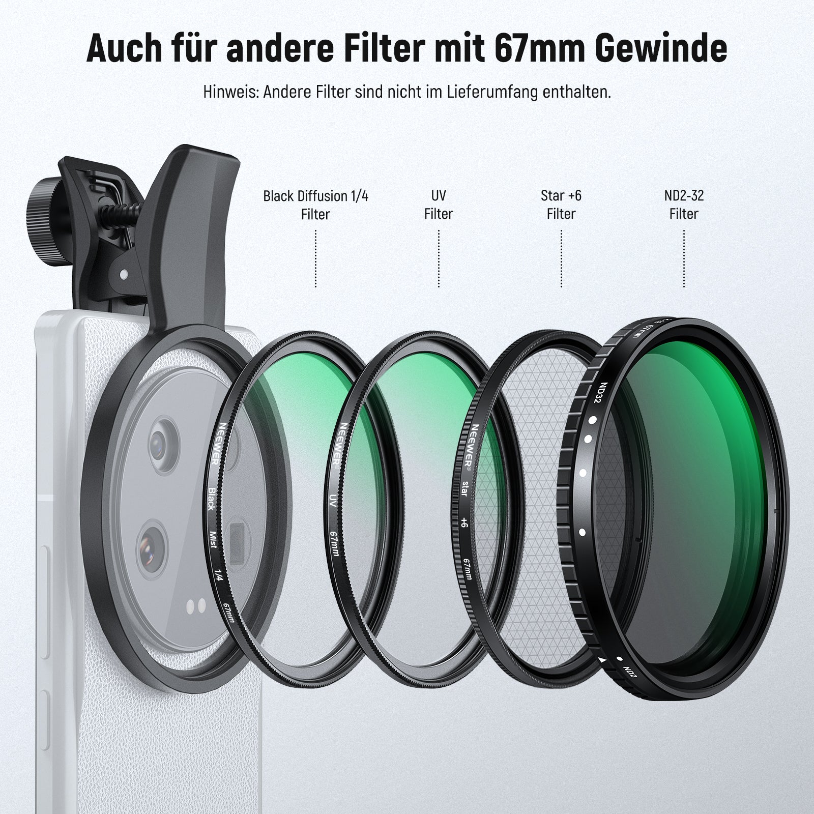 NEEWER FL-B23 67mm Clip On CPL Filter - Image 18