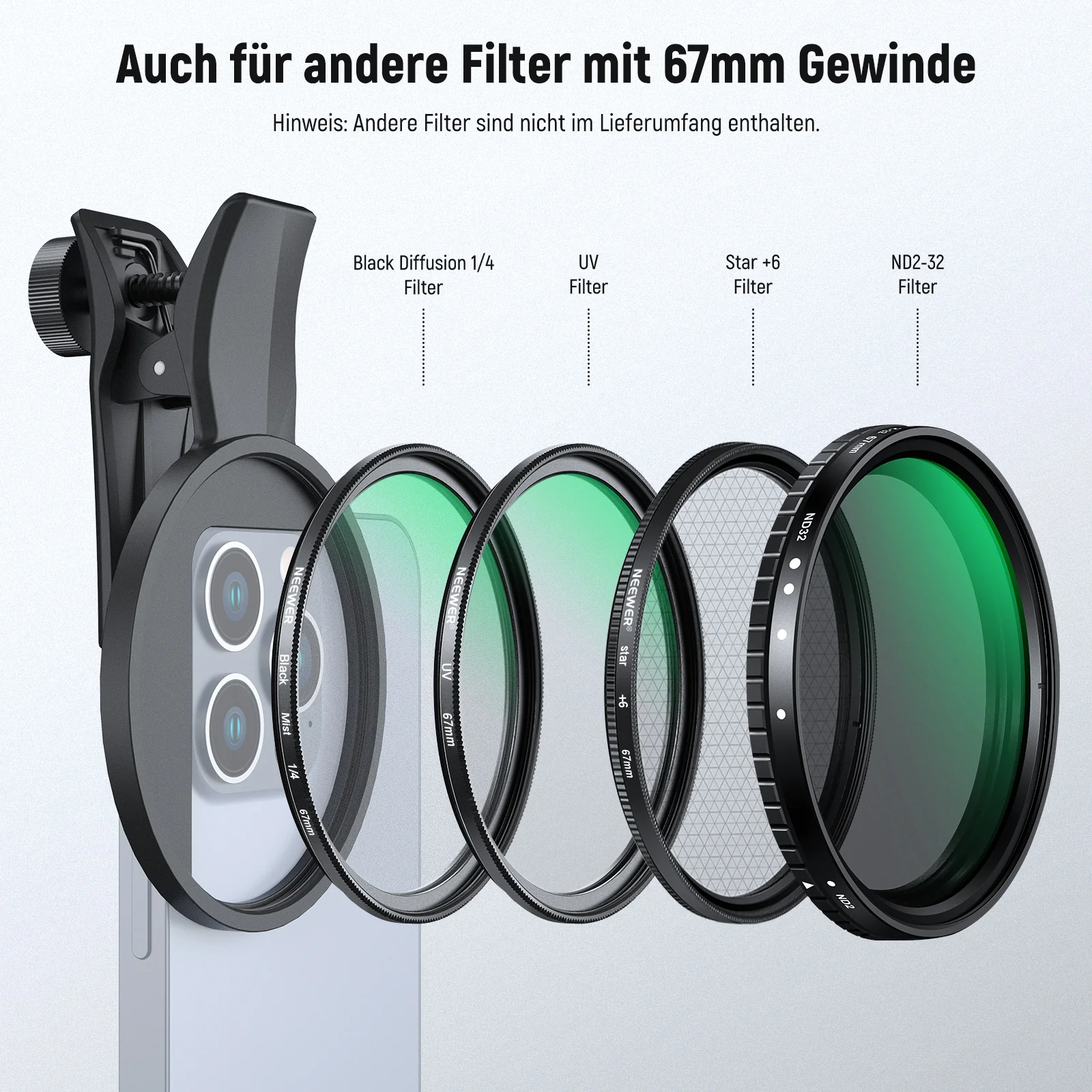 NEEWER FL-B23 67mm Clip On CPL Filter - Image 4