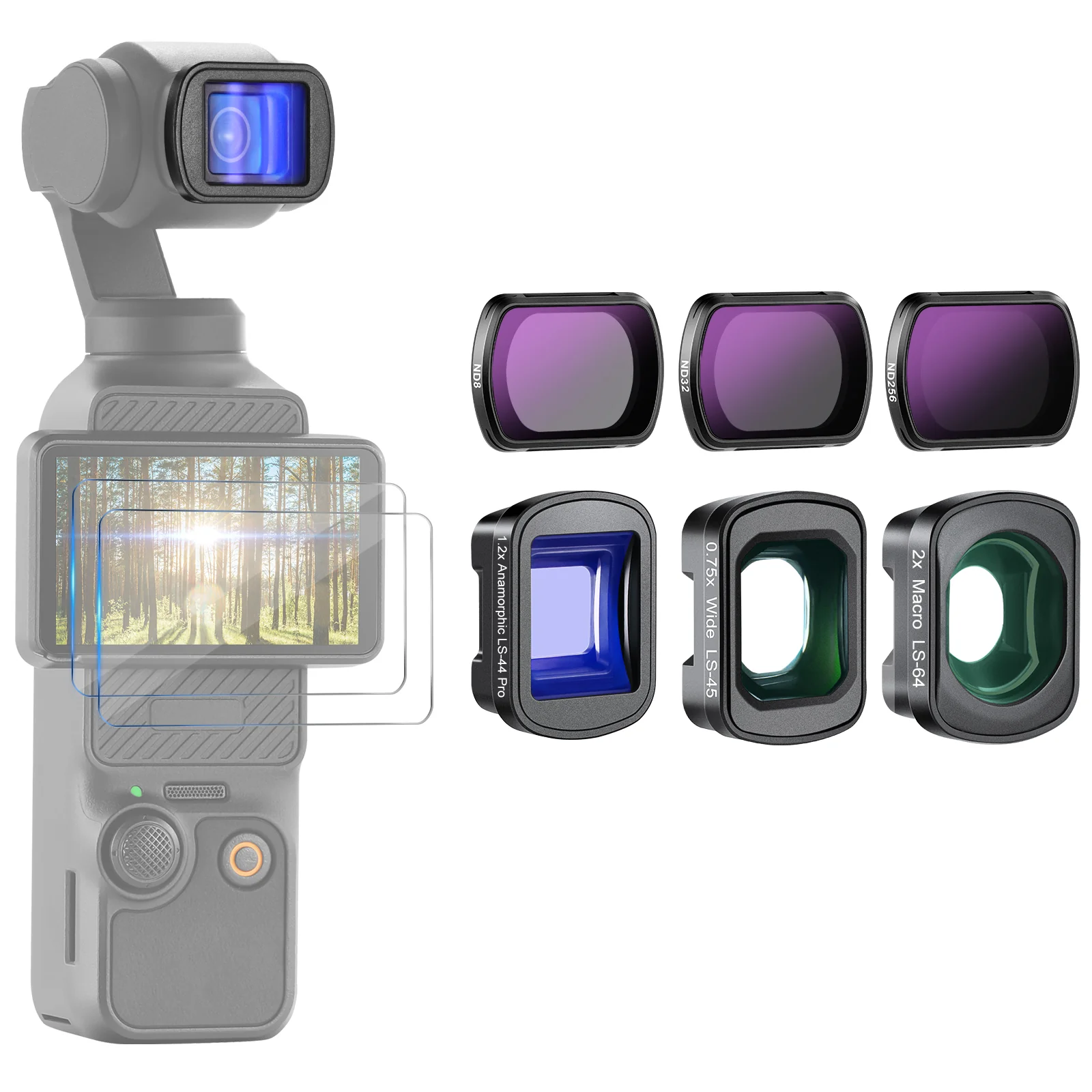 NEEWER FL-B27/FL-B28 Filter Set mit 0,75X Weitwinkelobjektiv für DJI Osmo Pocket 3/Pocket 4 & Xtra Muse