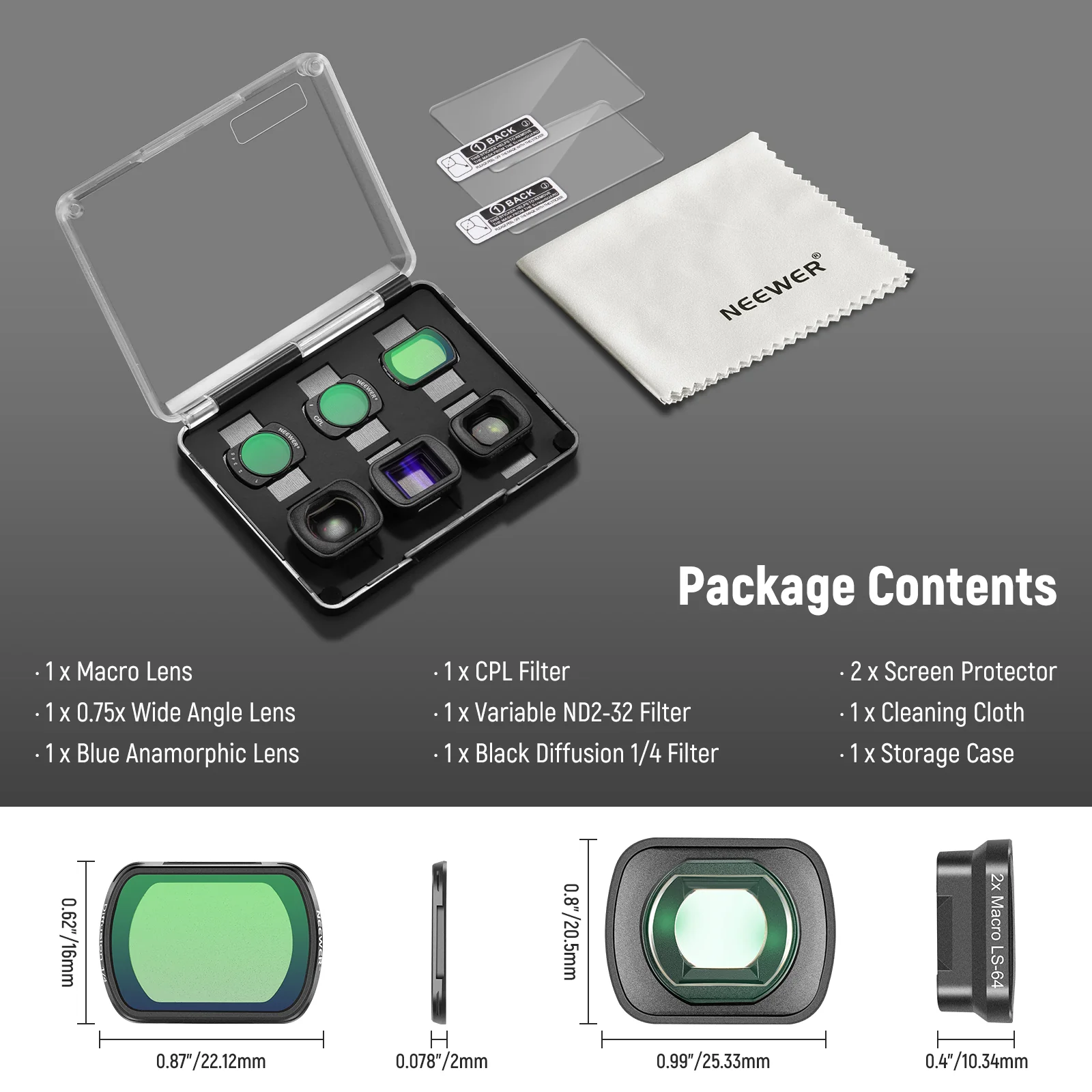 NEEWER FL-B27/FL-B28 Filter Set mit 0,75X Weitwinkelobjektiv für DJI Osmo Pocket 3/Pocket 4 & Xtra Muse - Image 18