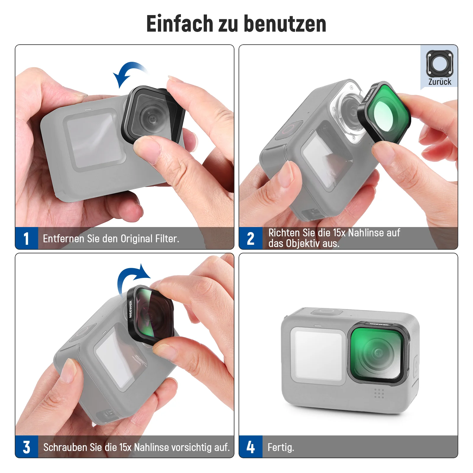 NEEWER FL-GP24 ND Filter Set mit 15X Vergrößerungslinse für GoPro Hero 13 12 11 10 9 - Image 11